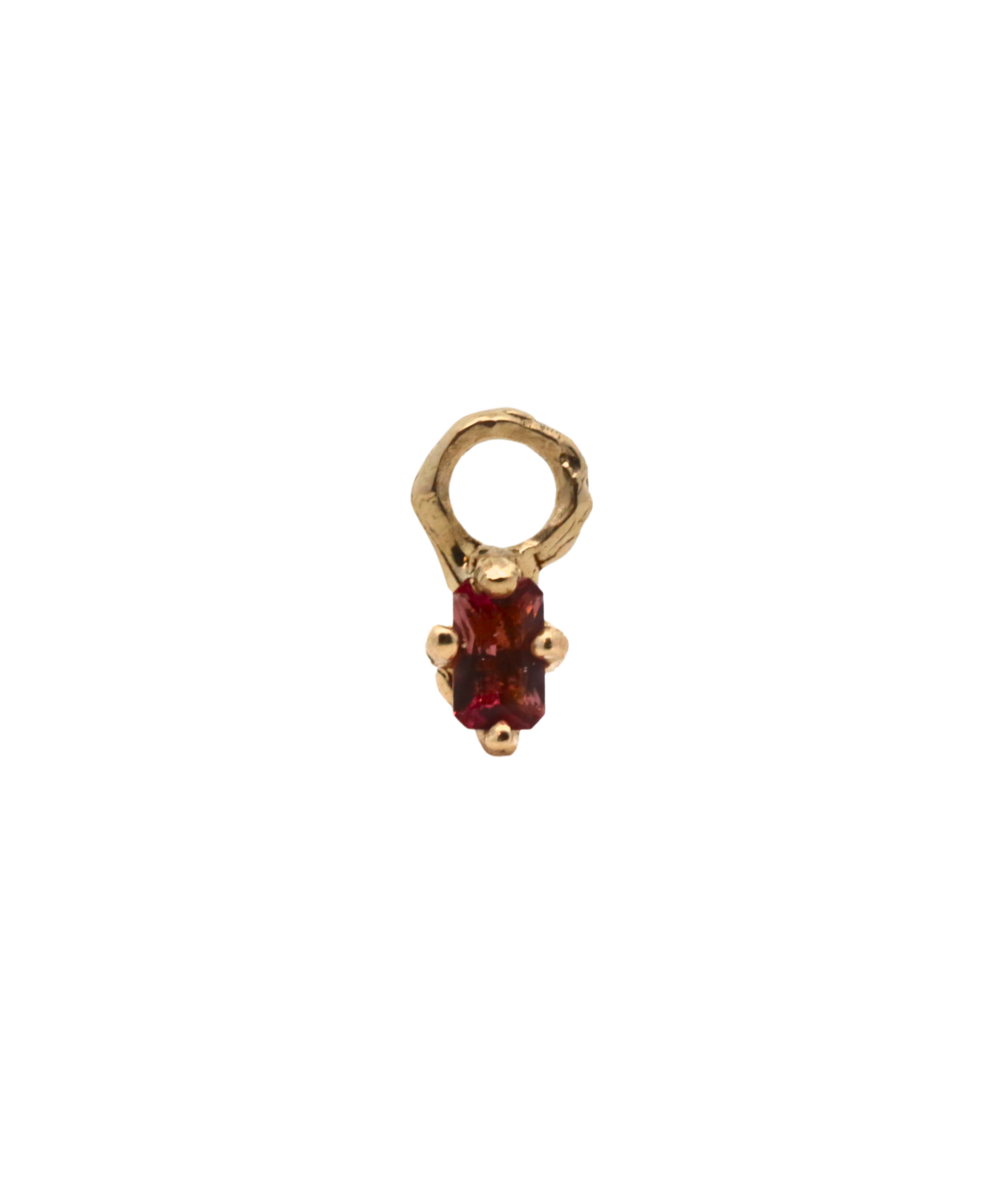BIRGITTE Hoop Charm Single in 14K Fairmined gold with California tourmaline, lost wax cast