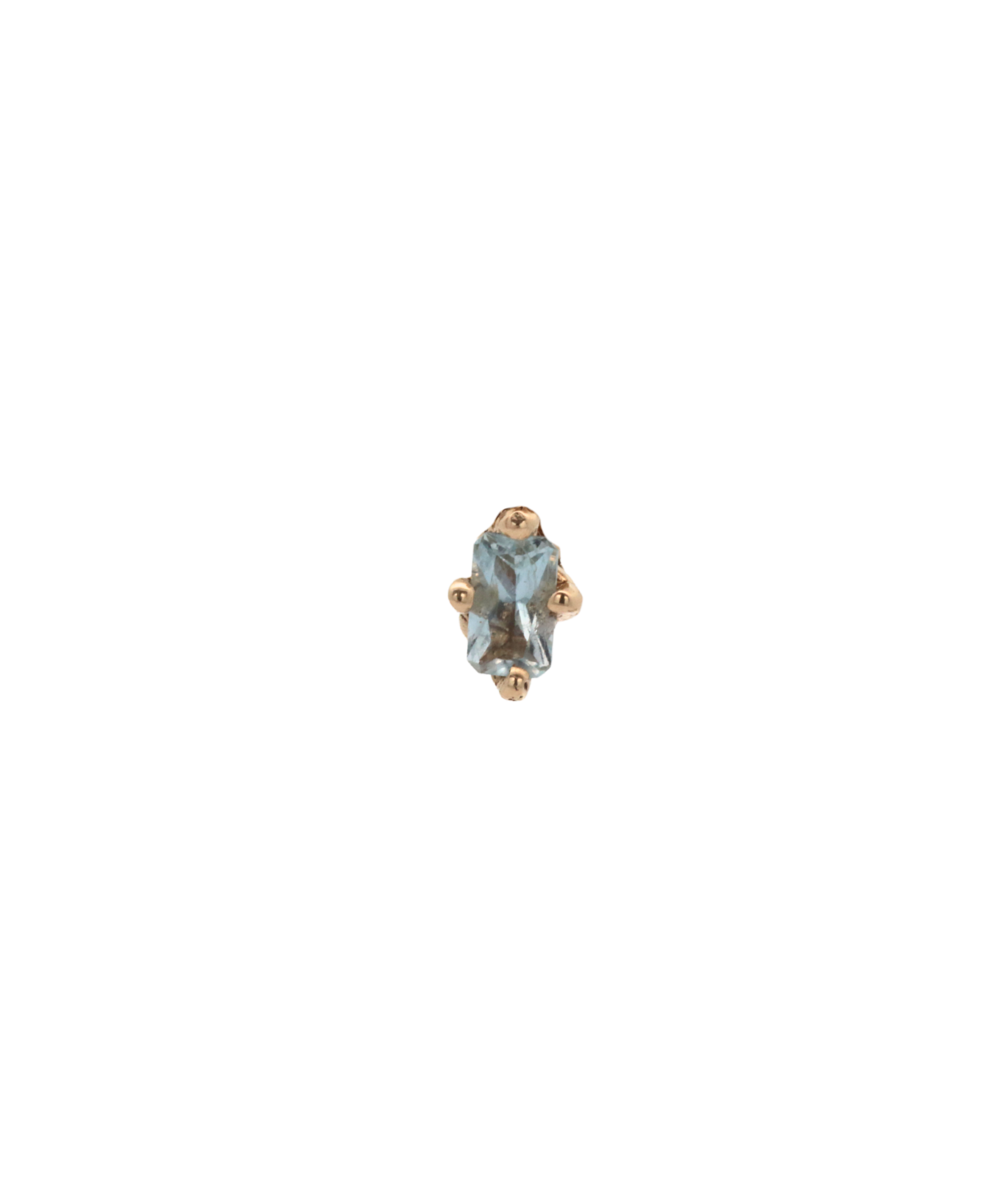 BIRGITTE Stud earring in 14K Fairmined gold with aquamarine, lost wax cast