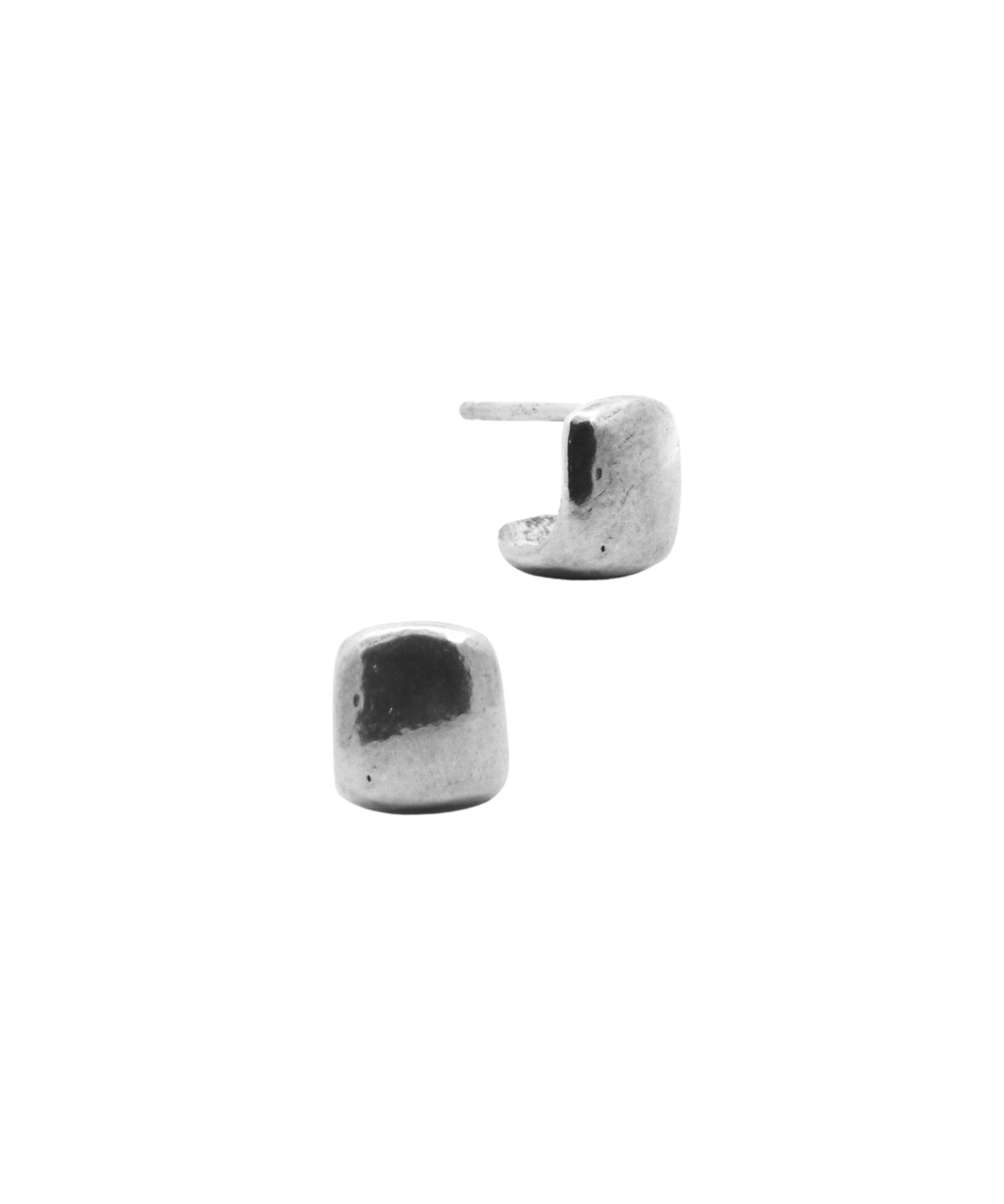 BOX Earrings, lost wax cast, available in gold and silver
