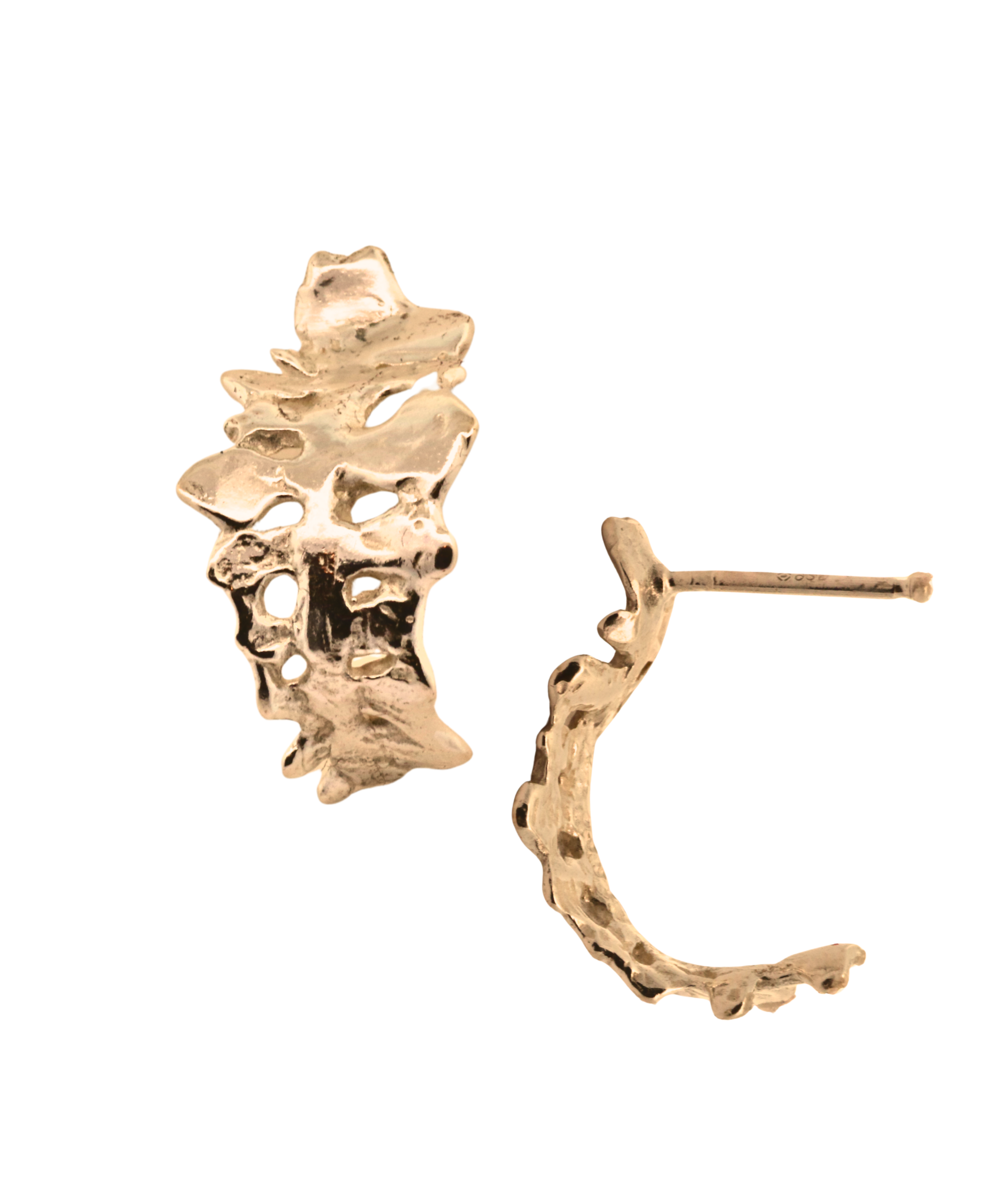 BIG FERN Hoop Earrings in 14K Fairmined gold, lost wax cast