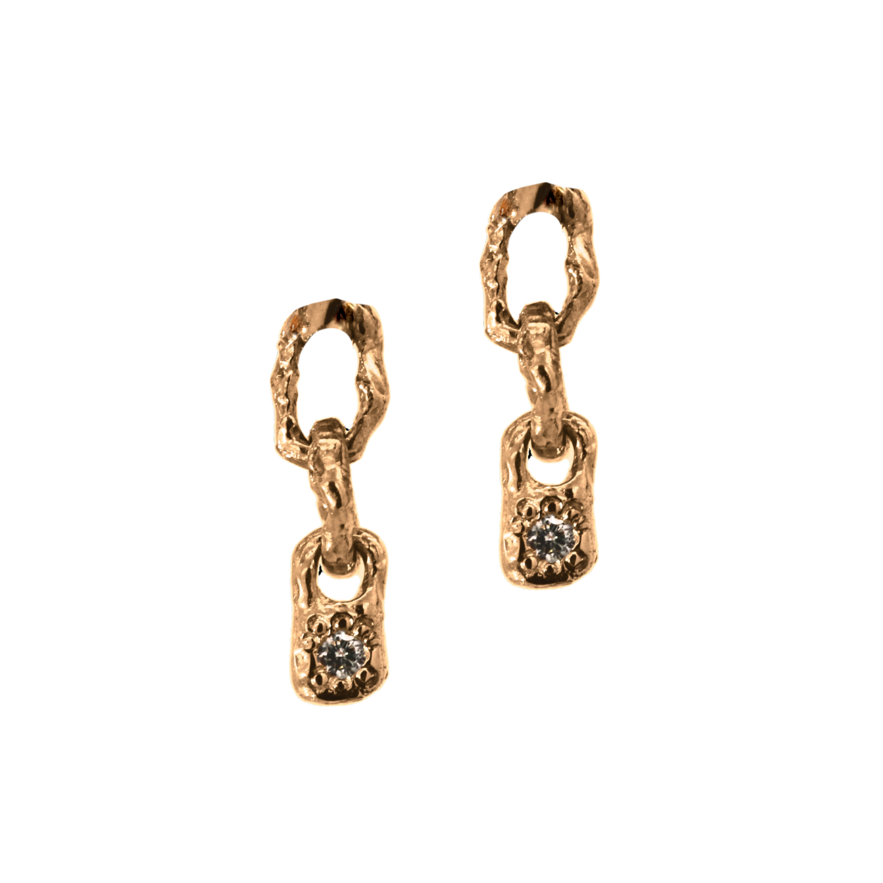 CODY + BB Link Earrings in 14K Yellow Fairmined Gold with Diamond Drops