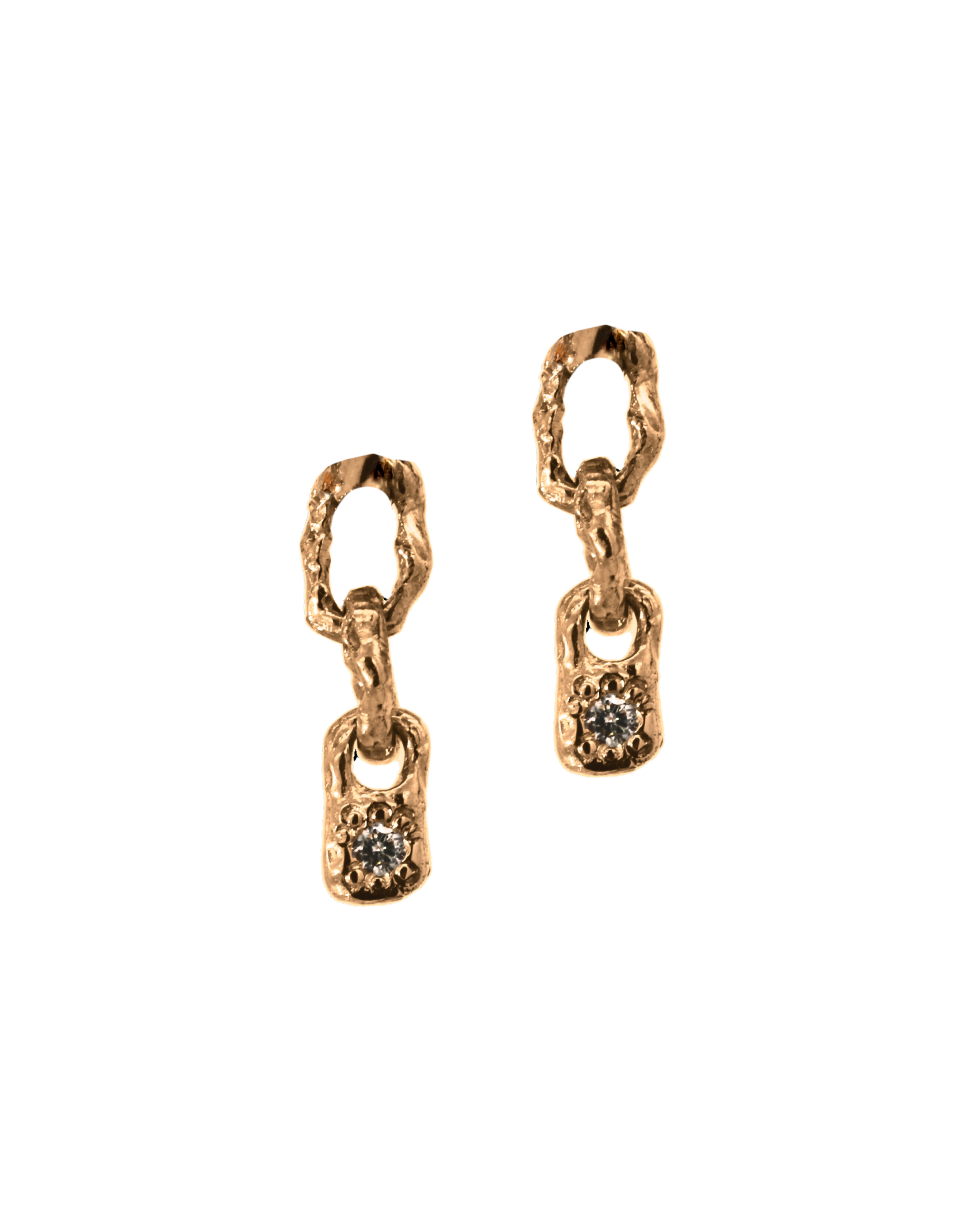 CODY + BB Link Earrings in 14K Yellow Fairmined Gold with Diamond Drops