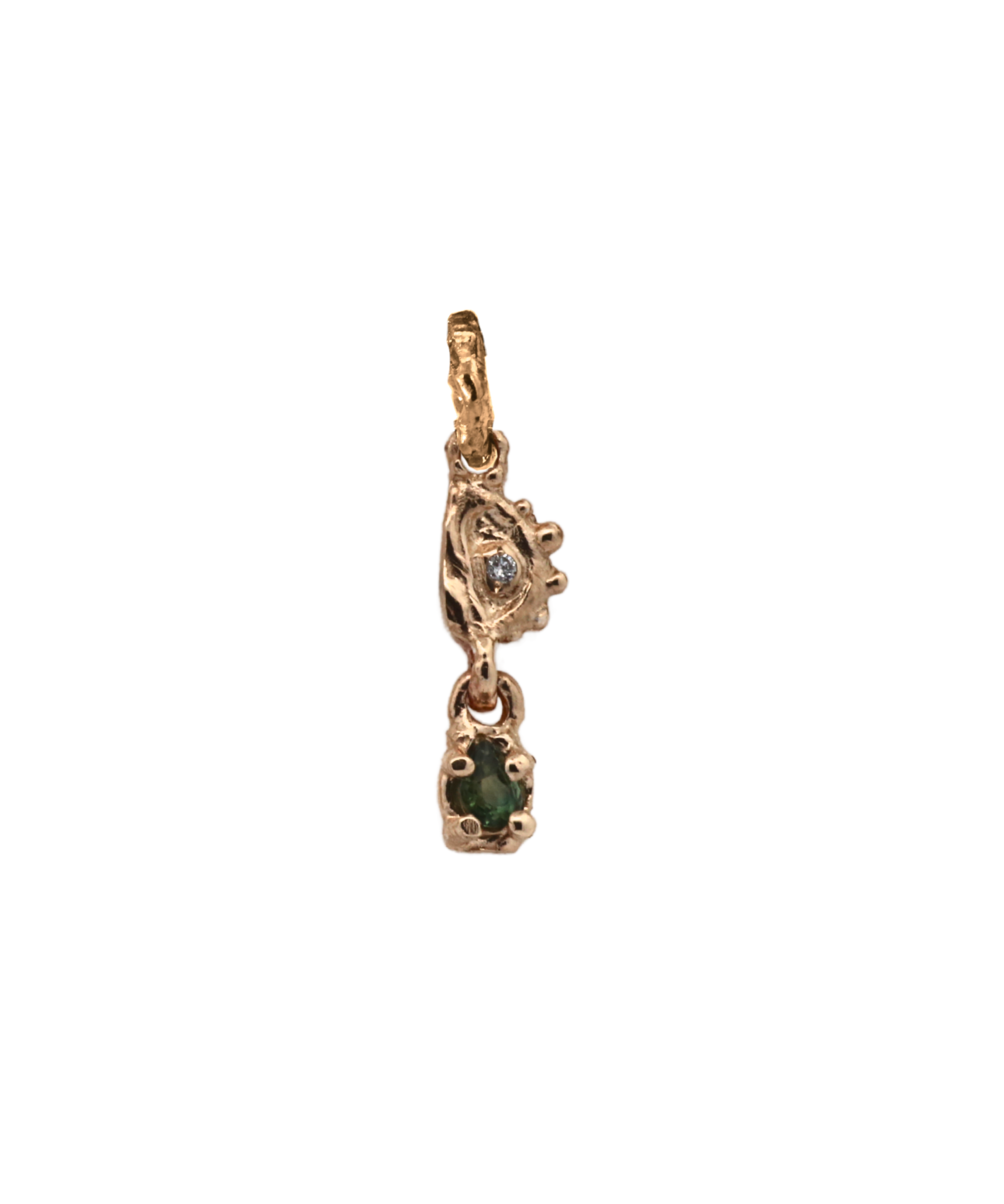 EYES Crying Charm in 14K Fairmined gold, lost wax cast