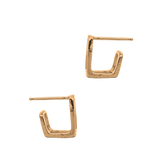 Close-up of Hand-Carved BOX Hoop Earrings with Open-Frame Design