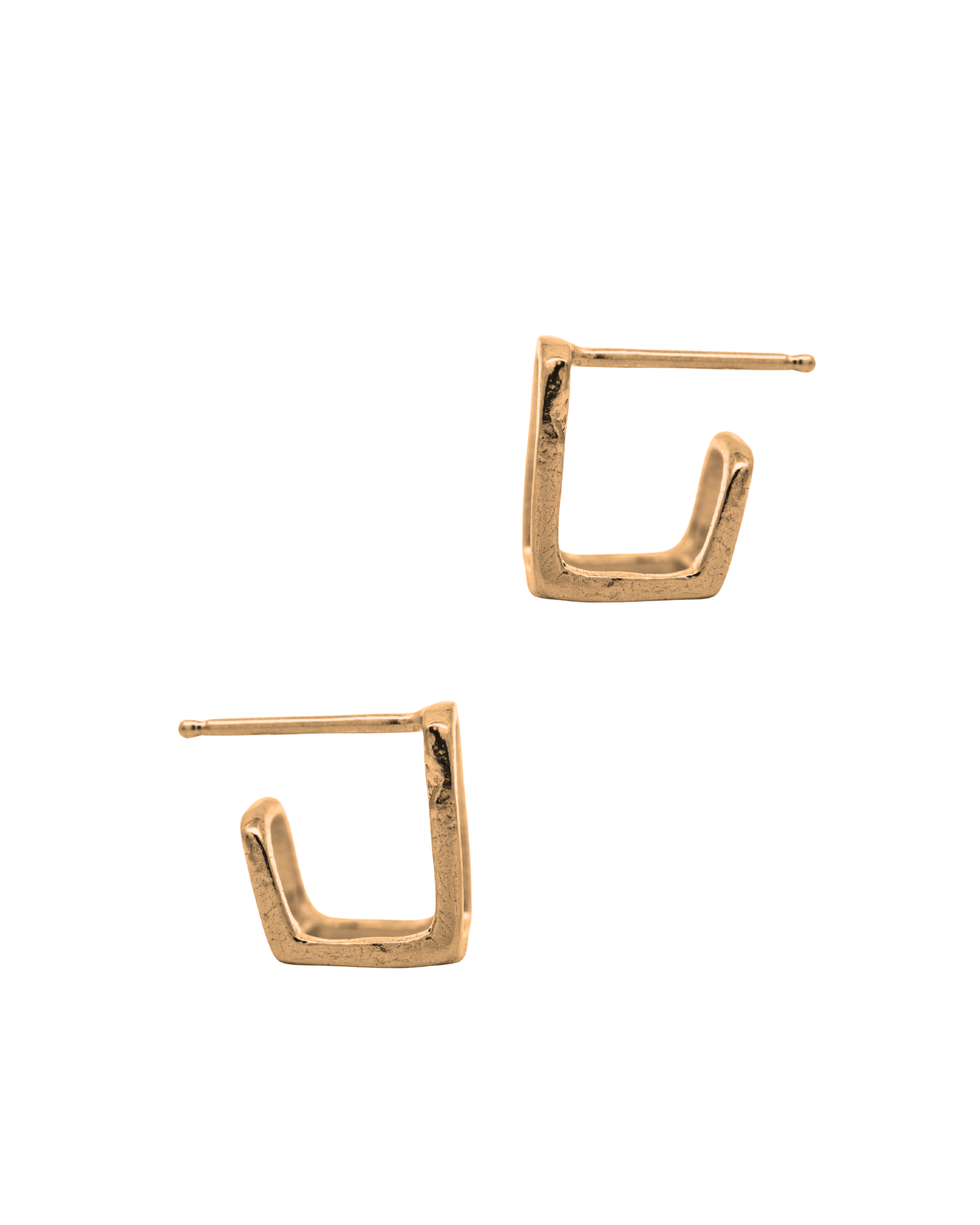 Close-up of Hand-Carved BOX Hoop Earrings with Open-Frame Design