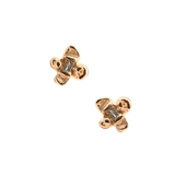 Close-up of Hand-Carved IDUN Earrings Featuring Four-Petal Flower Design