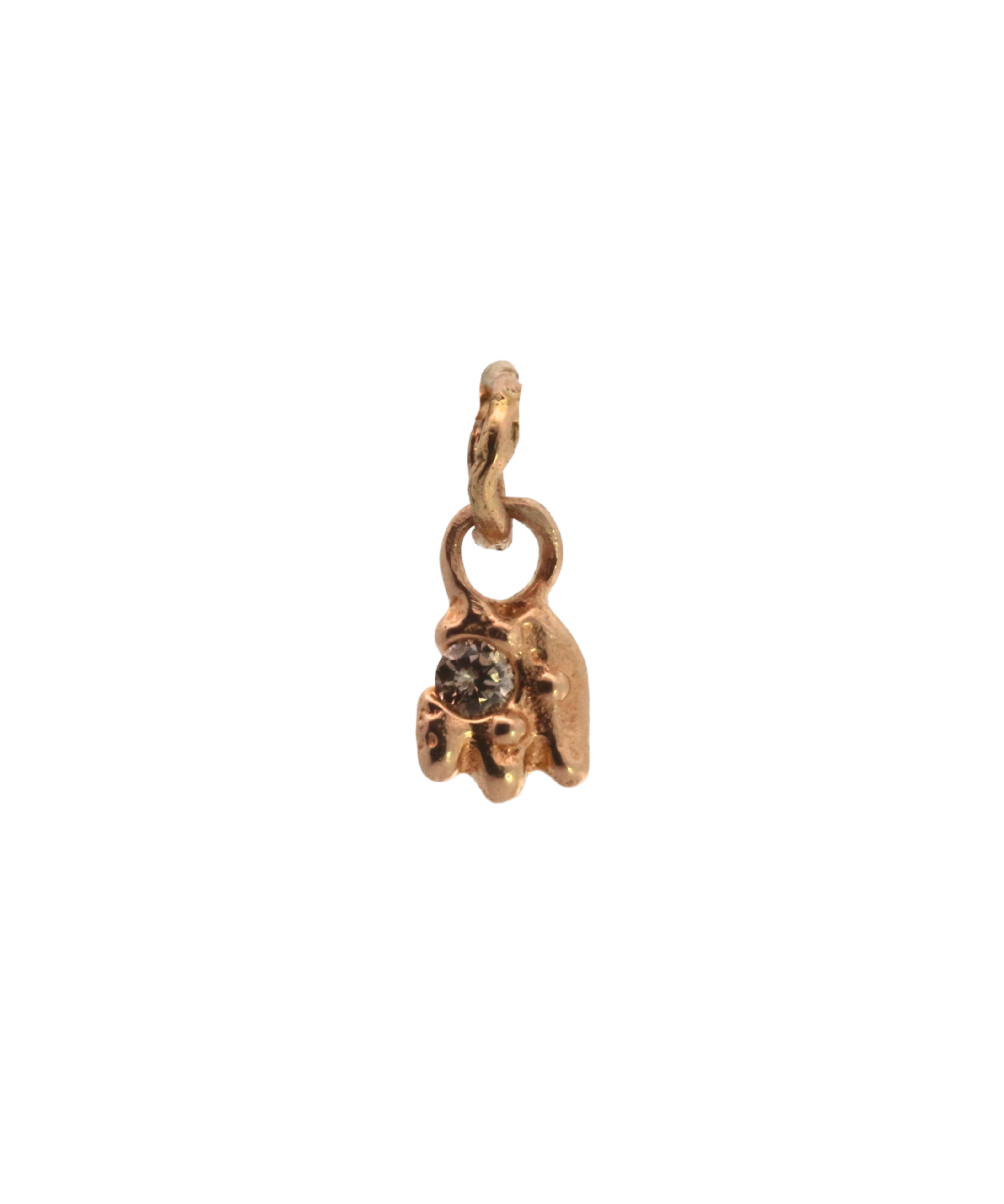 CROWN Charm in 14K Fairmined gold with diamond, sand cast