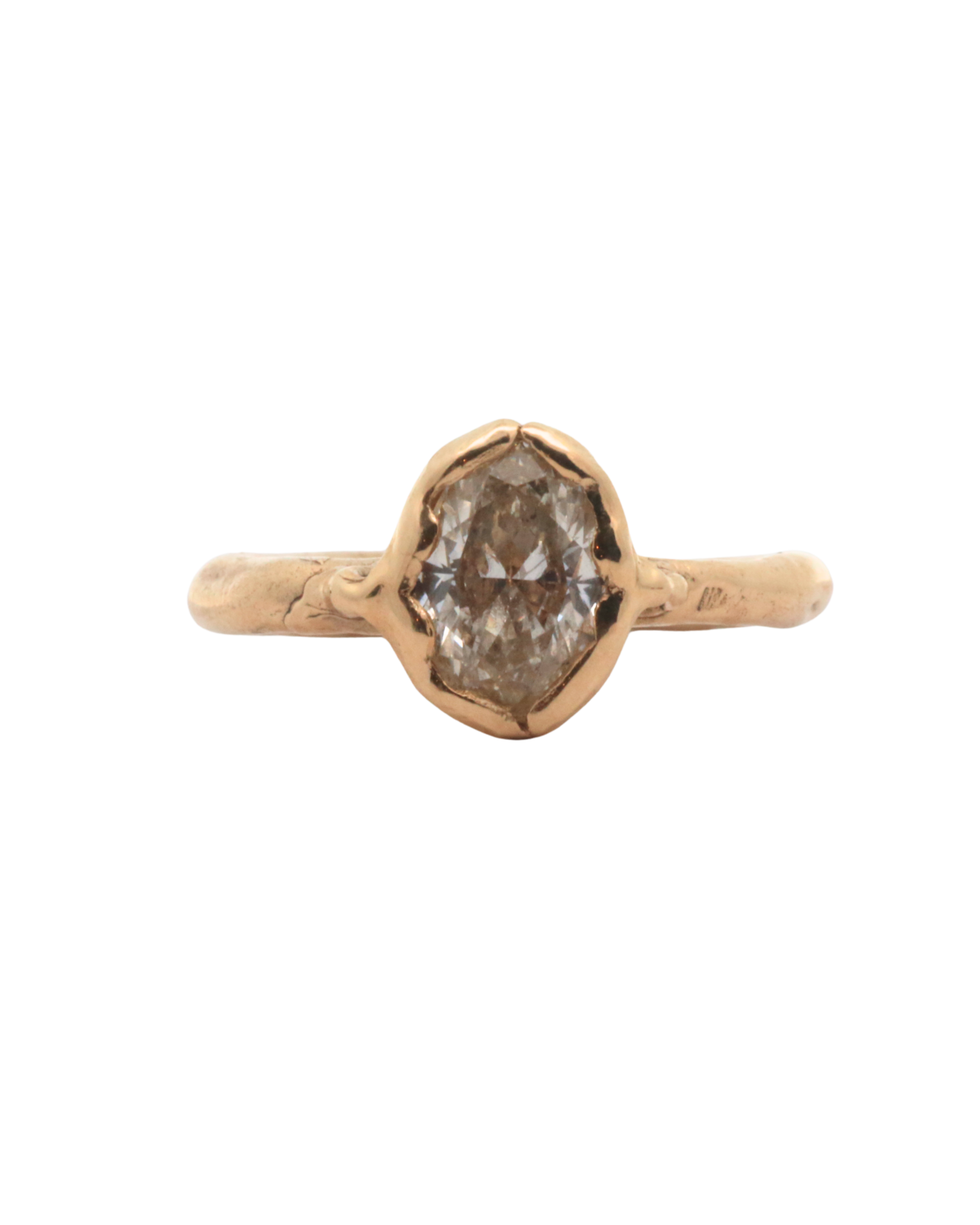 PETAL 1ct. Natural Diamond Engagement Ring 14K Fairmined Gold texture close-up showing lost wax cast detail