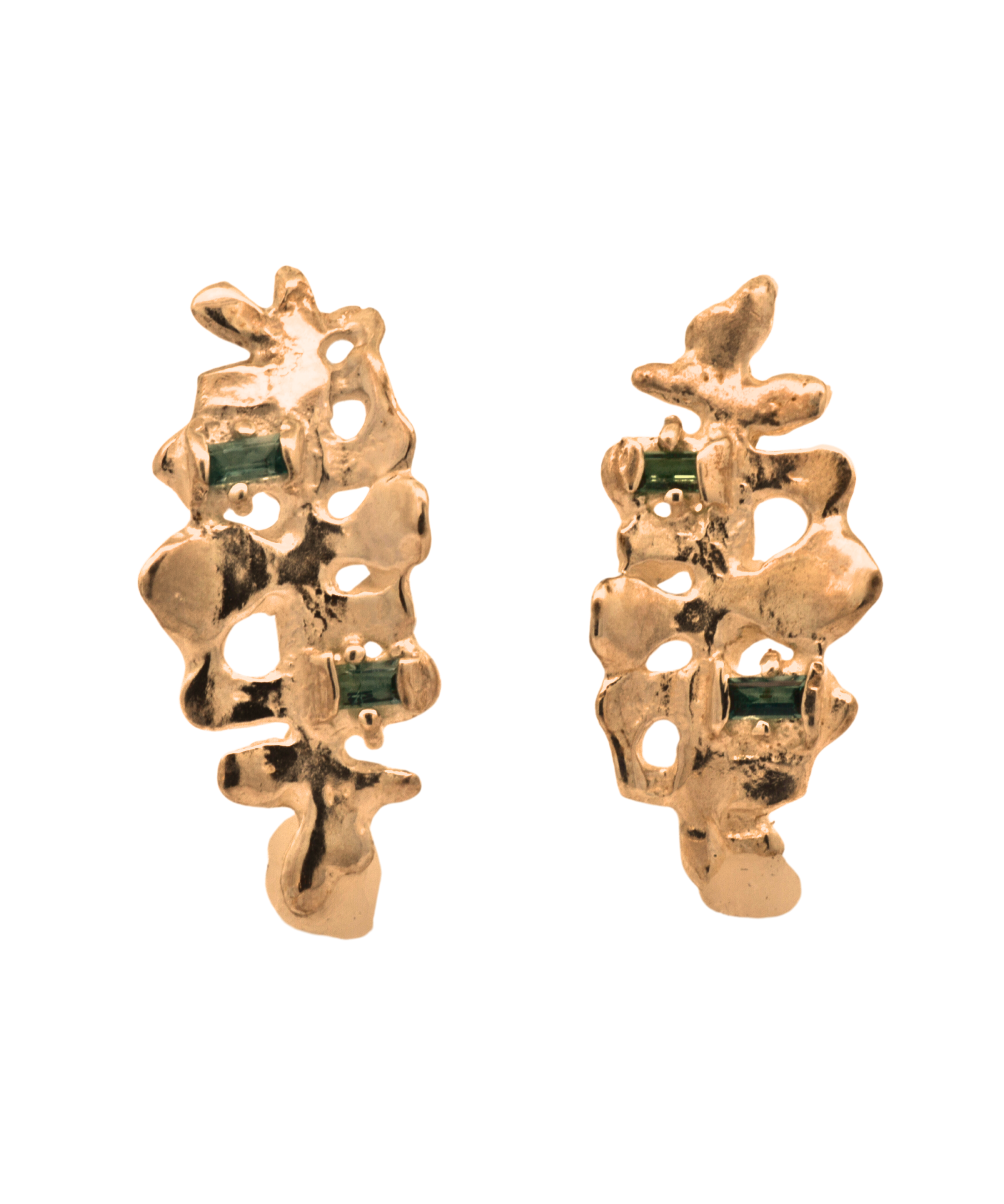 DORTE Drop Earrings in 14K Fairmined Gold with Seafoam Green Tourmalines