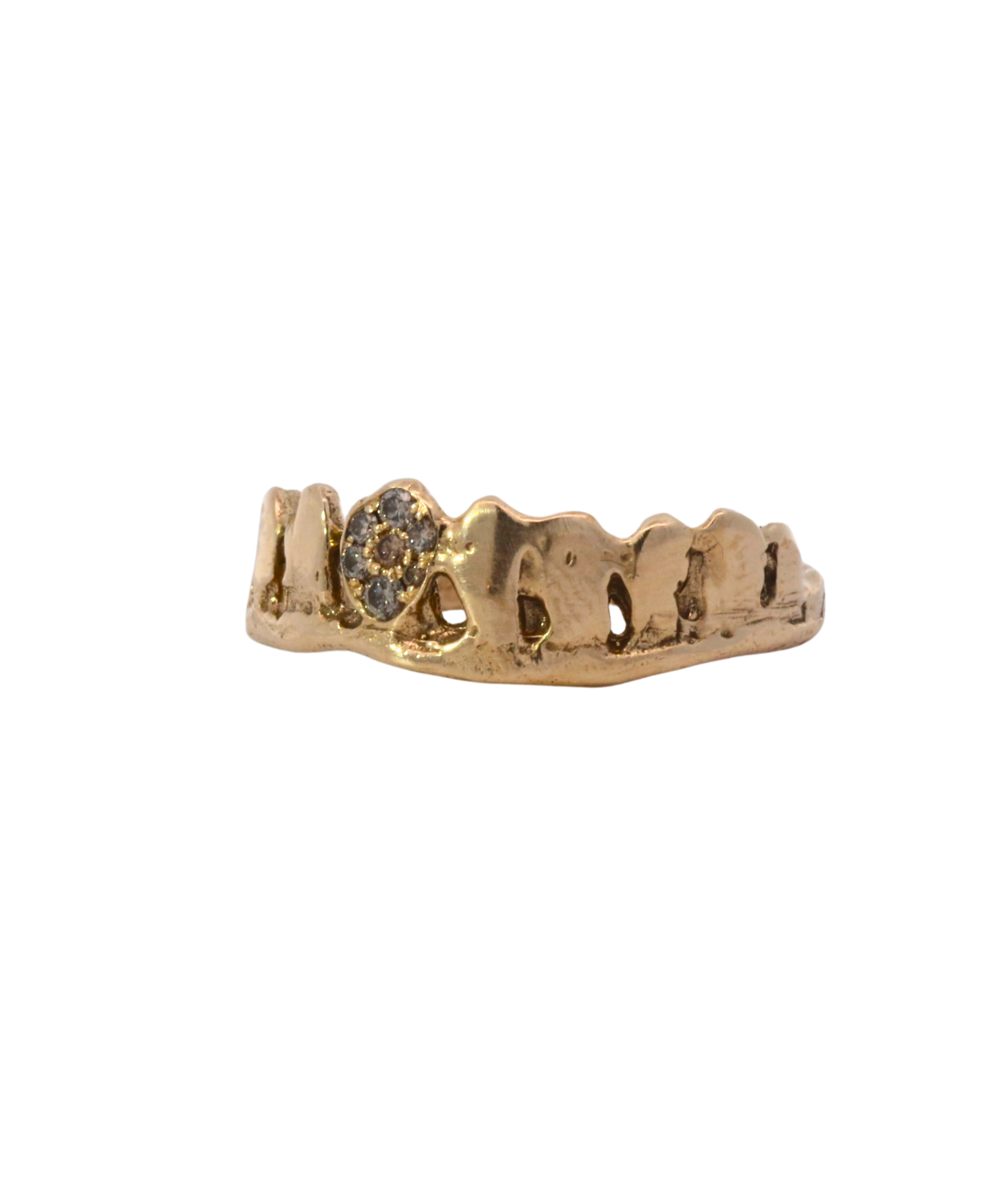 DORTE Crown Stacker Ring texture close-up showing lost wax cast detail, 14K Fairmined gold