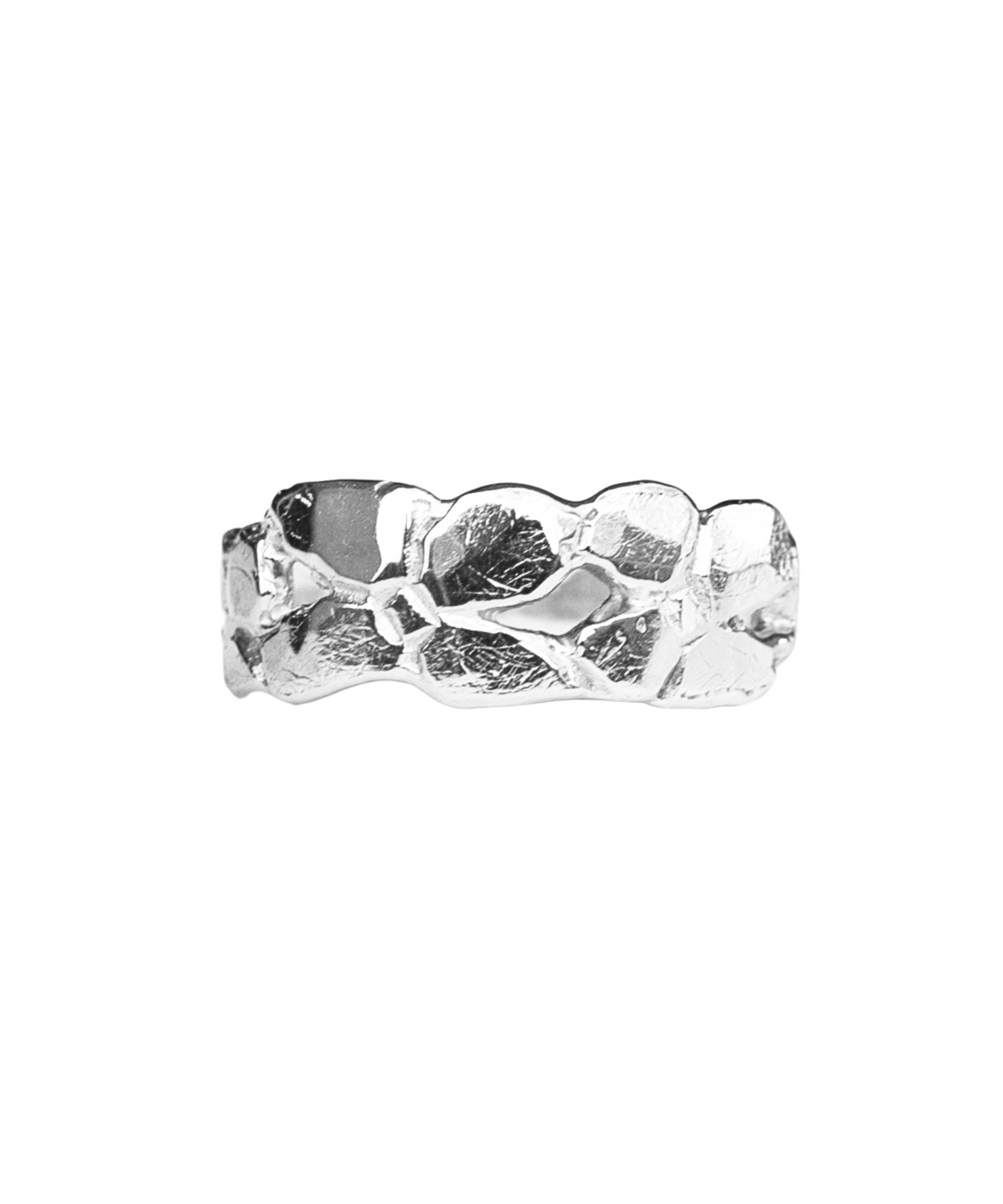 ERNA Wide Band Floral Ring in recycled sterling silver, lost wax cast