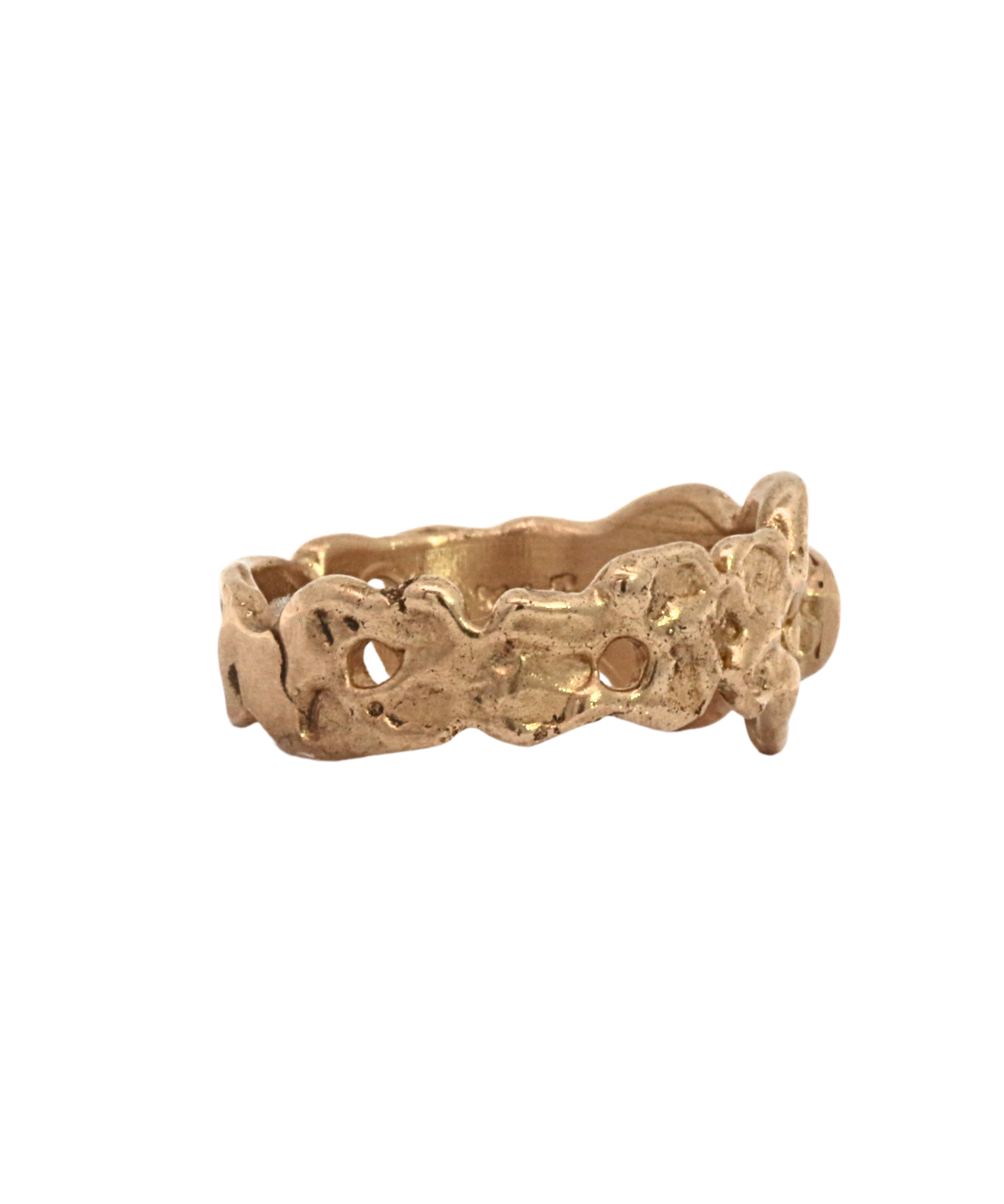 ERNA Ring with Champagne Diamond Round Brilliant 14K styled in a stack, 14K Fairmined gold with champagne diamond