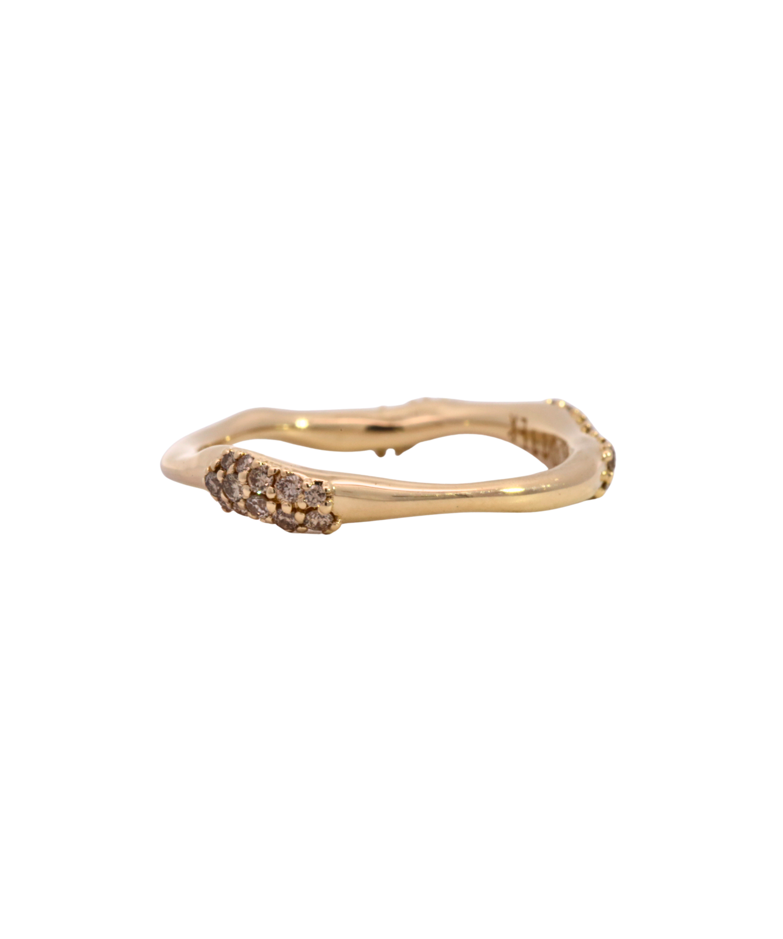 EINAR Stacking Ring texture close-up showing hand-carved detail, 14K Fairmined gold