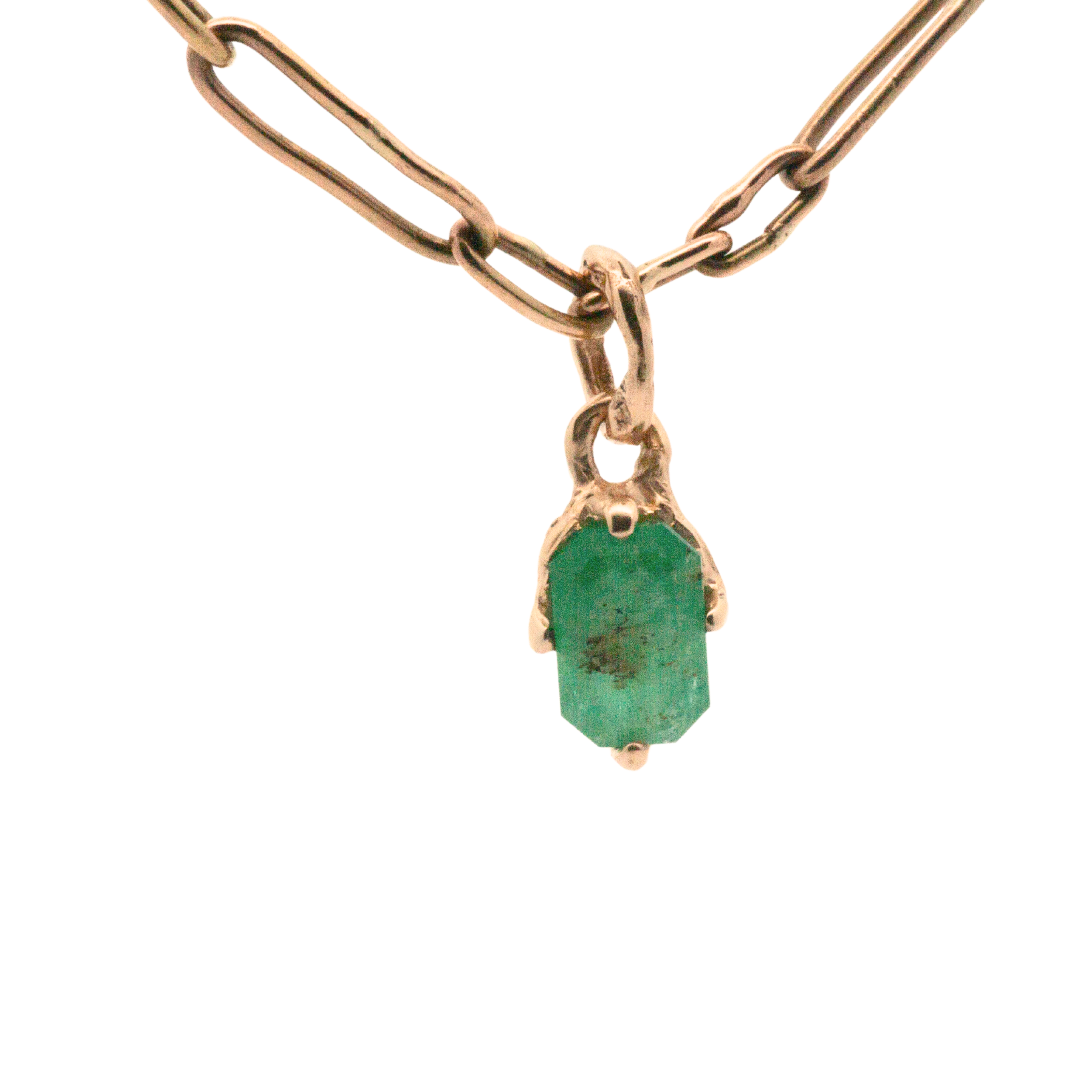 Emerald Charm in Recycled Platinum