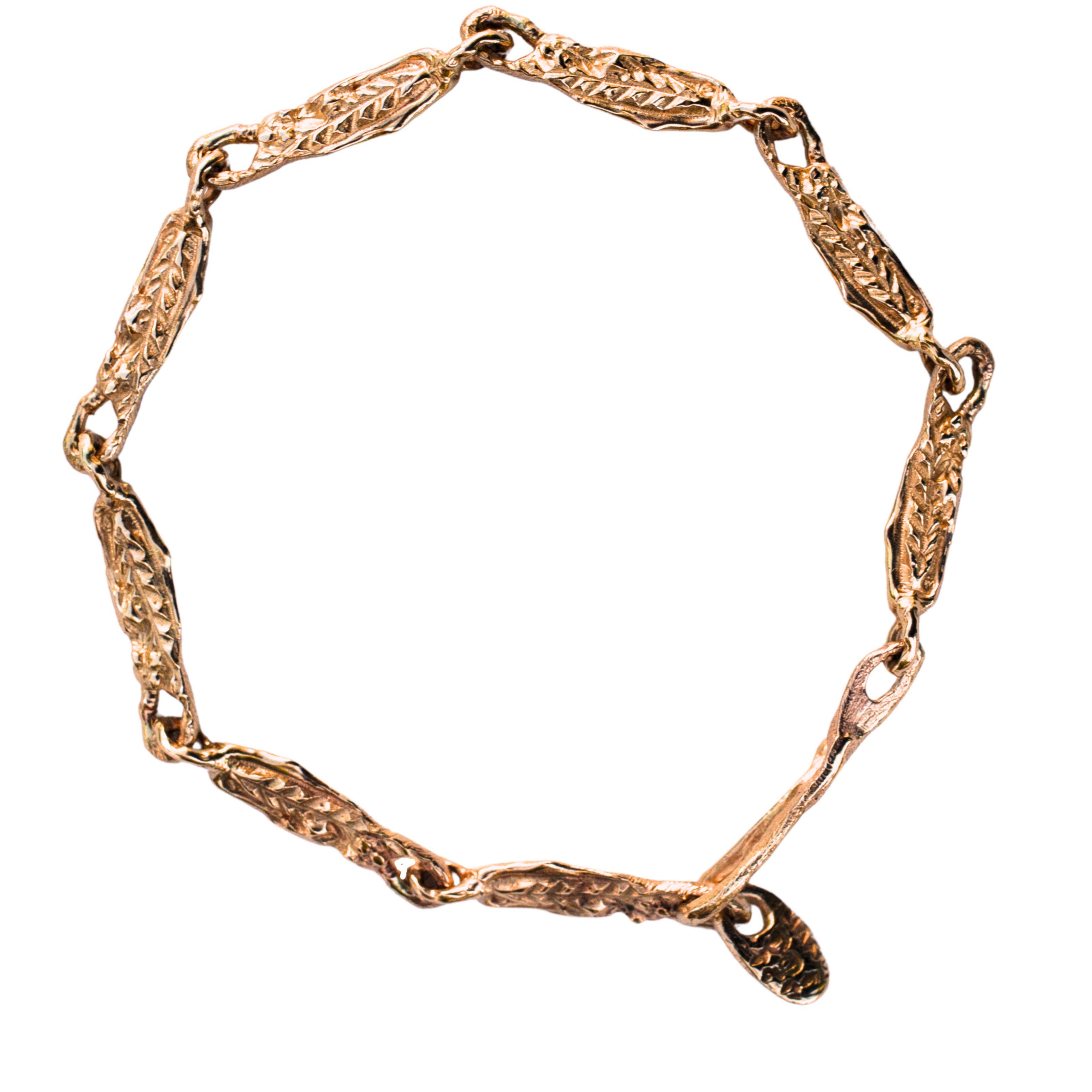FRIKA Link Bracelet in Fairmined Gold with Fern and Floral Motifs