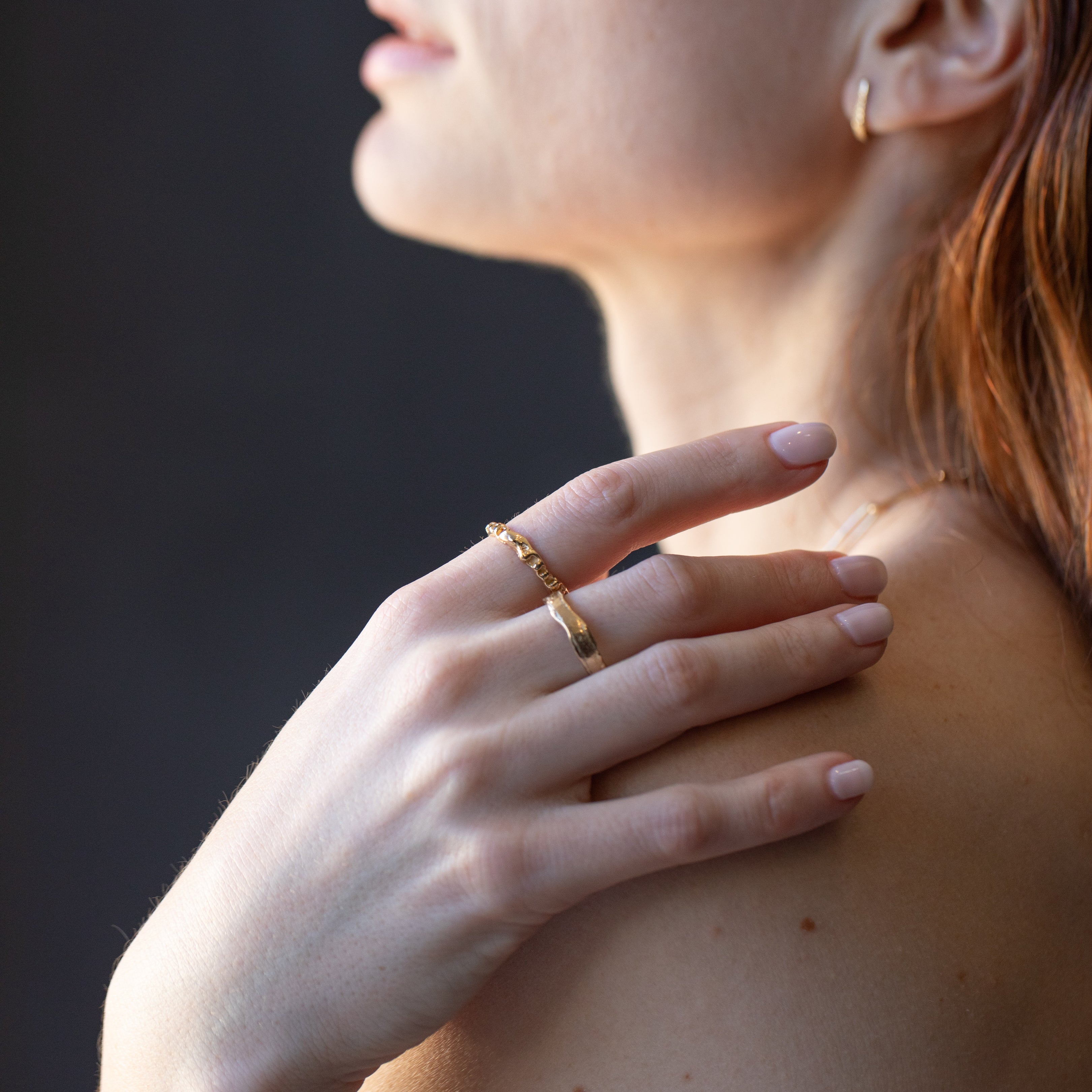 Hand-Carved ESPEN Ring Showcasing Textured Finish

