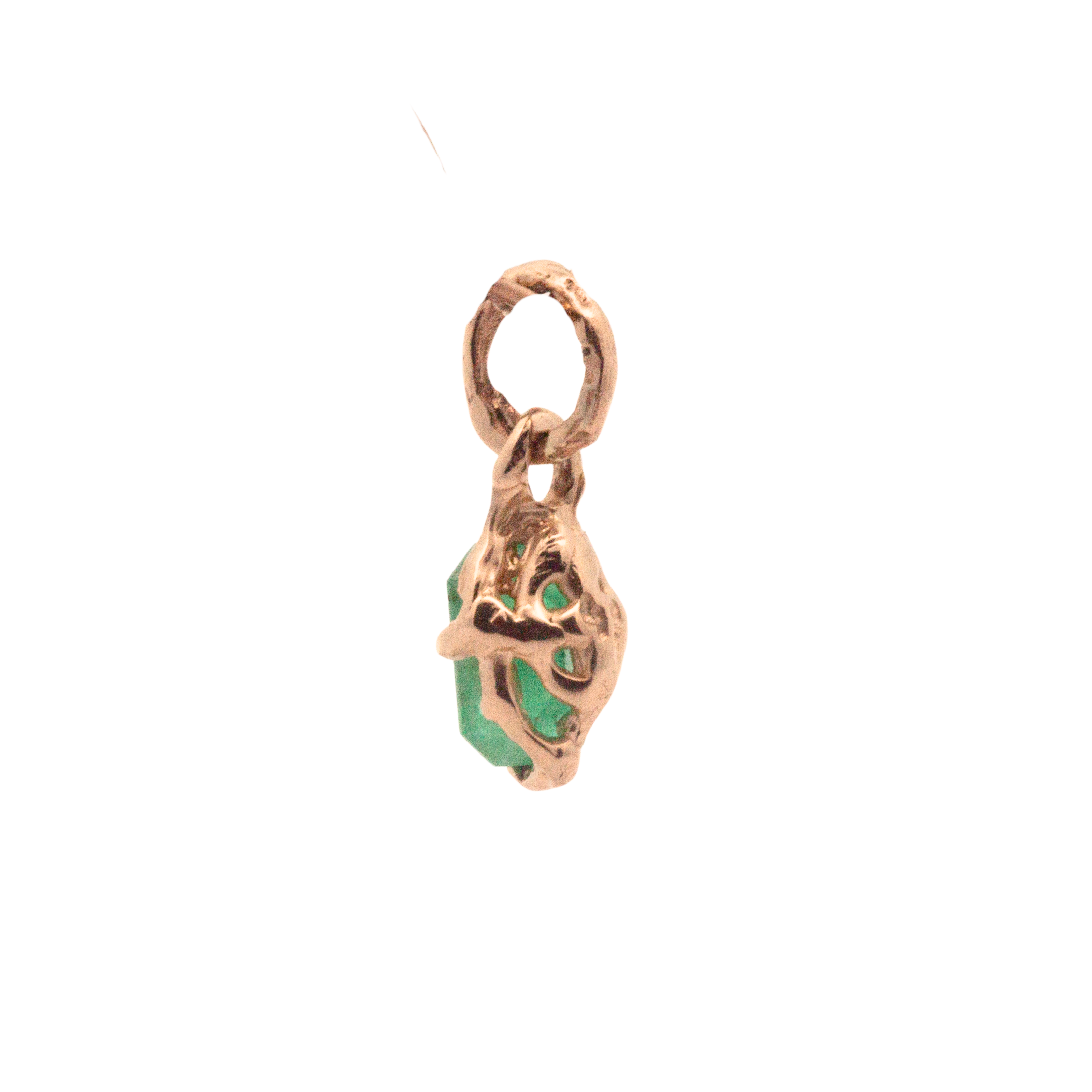 Hand-Carved Emerald Charm with Sculptural Design
