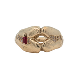 HEART Ring - 14K Gold, Ruby + Diamond Pavé