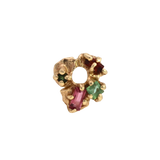 HIBI FÊTE Flower Single Hoop Charm  - 14K Gold + Ruby, Sapphire, Garnet, Tourmaline