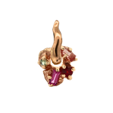 HIBI FÊTE Flower Single Hoop Charm  - 14K Gold + Sapphire, Garnet, Sunstone