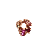 HIBI FÊTE Flower Single Hoop Charm  - 14K Gold + Sapphire, Garnet, Sunstone