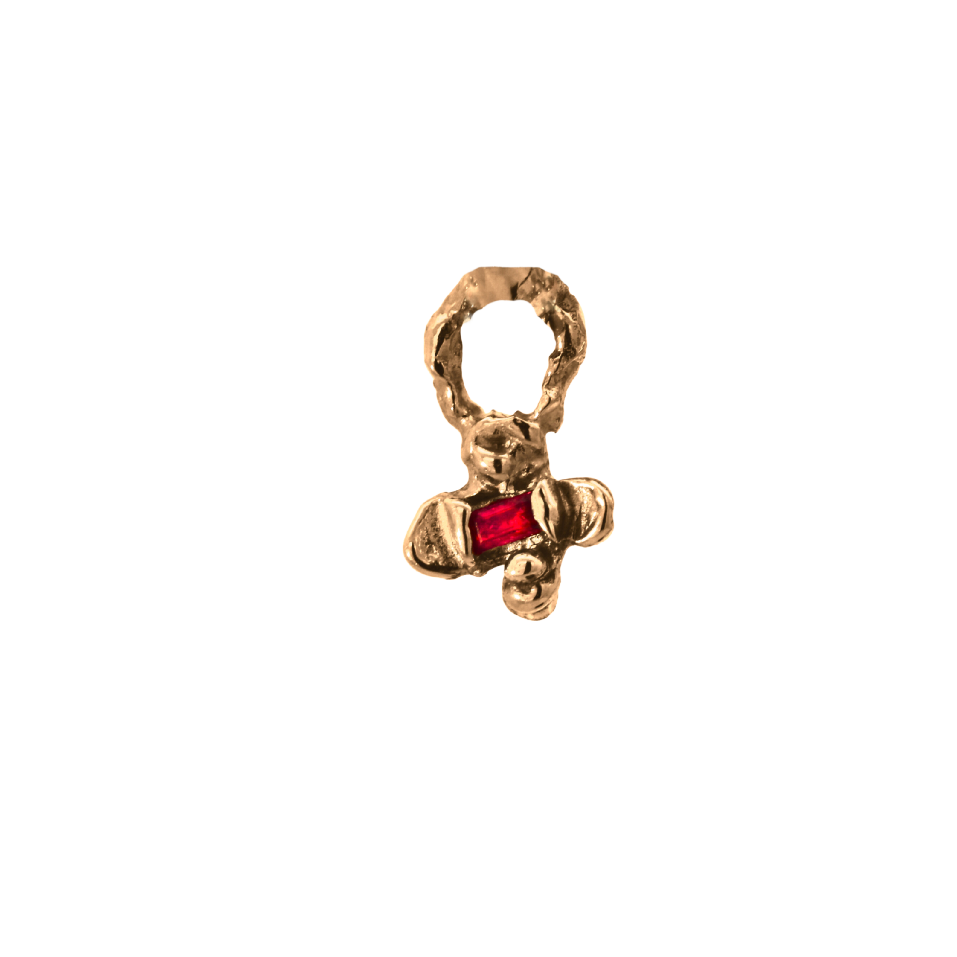 IDUN Single Hoop Charm in 14K Yellow Fairmined Gold with Ruby Accent