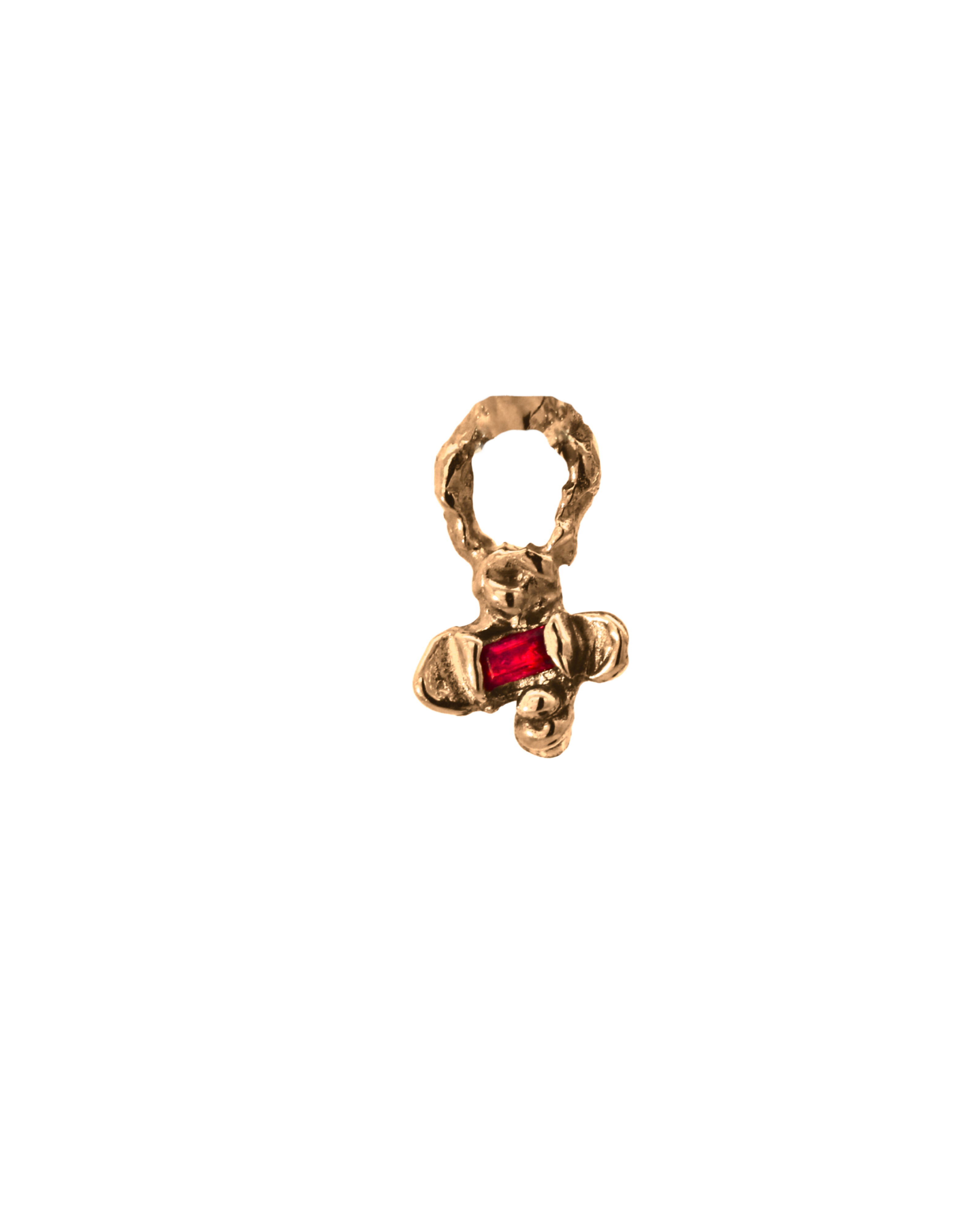 IDUN Single Hoop Charm in 14K Yellow Fairmined Gold with Ruby Accent