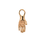 Left Hand Mini Holding Hoop Charm in 14K Fairmined gold with open palm design