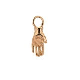 Left Hand Mini Holding Hoop Charm in 14K Fairmined gold with open palm design