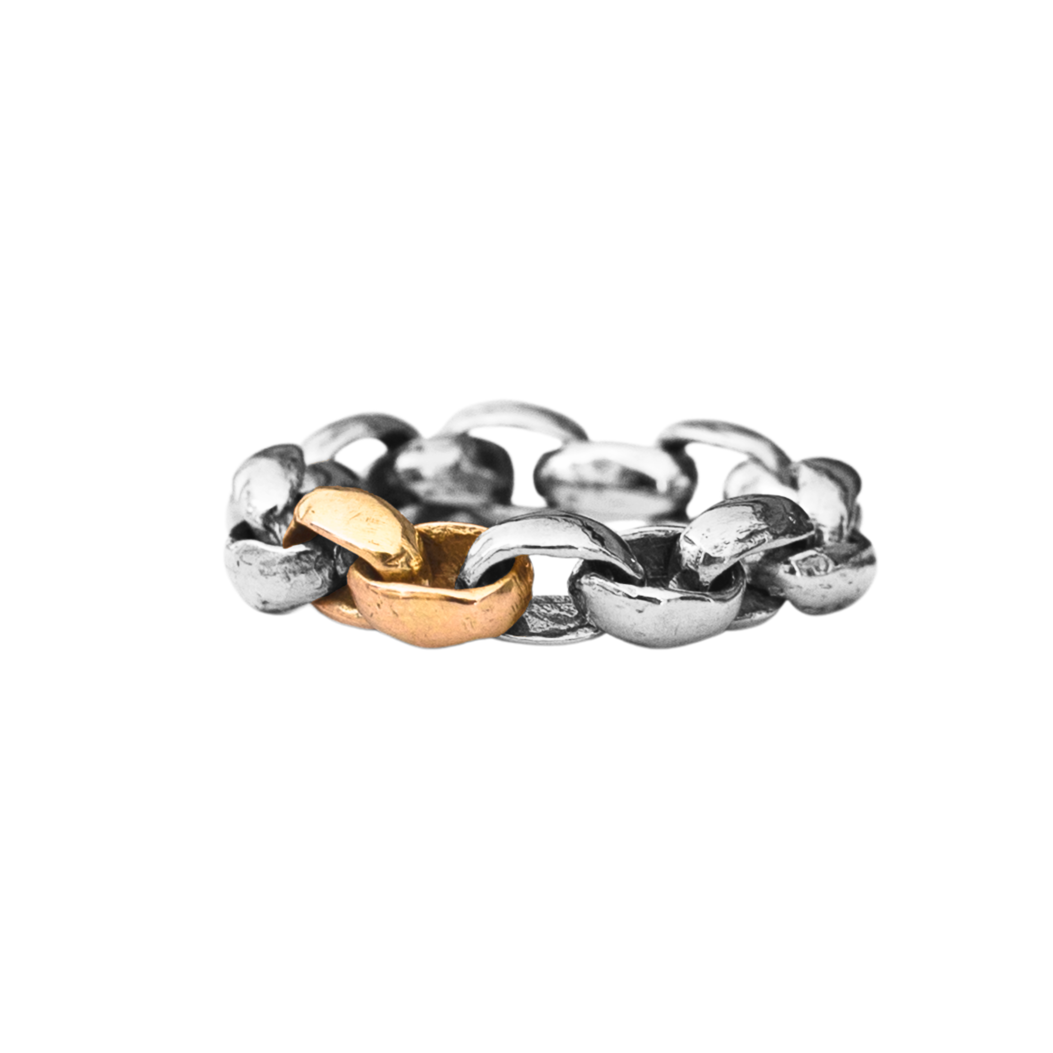Mixed ROI Chain Link Ring in 14K Yellow Fairmined Gold and Recycled Platinum