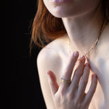 Model Wearing JONSI Slub Link Chain Necklace with Elegant Style