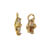 No.90 OOAK Hoop Charms Pair - Rainbow Lattice Quartz + 14K Gold