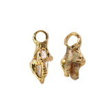 No.90 OOAK Hoop Charms Pair - Rainbow Lattice Quartz + 14K Gold