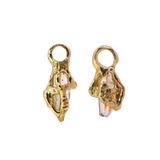 No.90 OOAK Hoop Charms Pair - Rainbow Lattice Quartz + 14K Gold