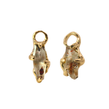 No.90 OOAK Hoop Charms Pair - Rainbow Lattice Quartz + 14K Gold