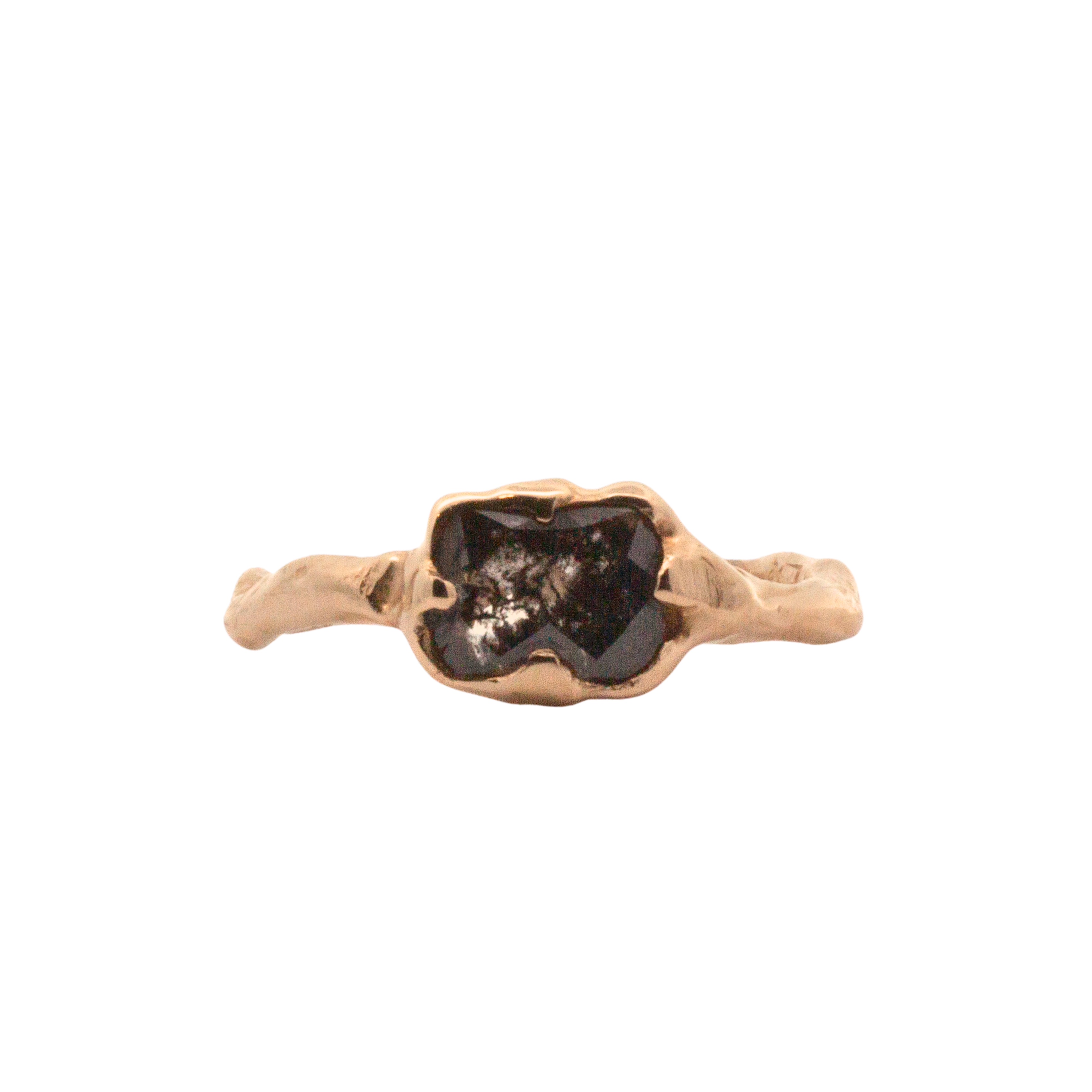 No. 72 OOAK Salt and Pepper Diamond Ring in 14K Fairmined Gold