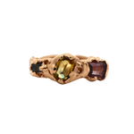 No. 83 OOAK Ring with black diamond baguette and bi-color sapphire set in 14K Fairmined gold