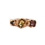 No. 83 OOAK Ring with black diamond baguette and bi-color sapphire set in 14K Fairmined gold