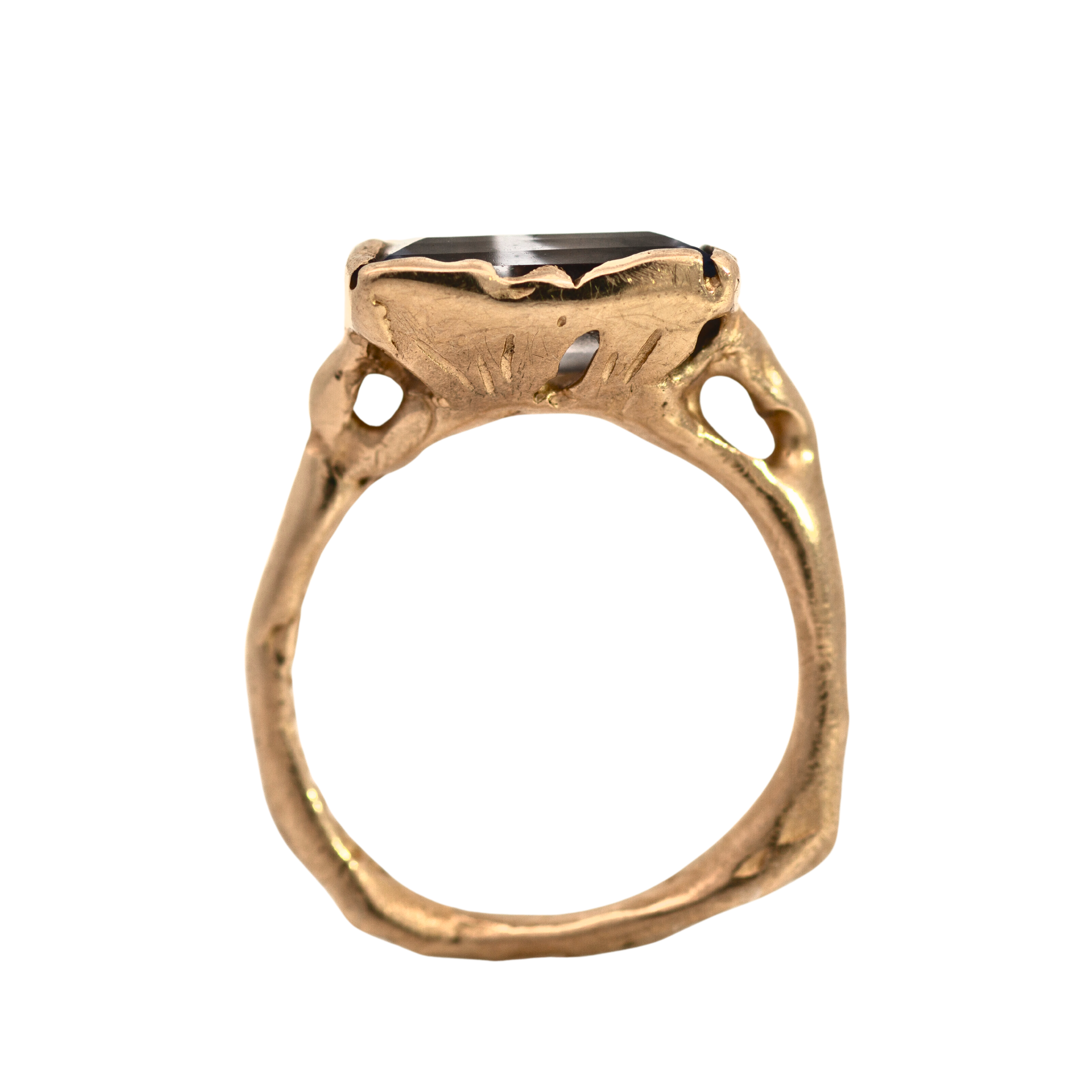 OOAK Montana Sapphire Ring with 4.75 ct Baguette-Cut Stone in 14K Fairmined Gold