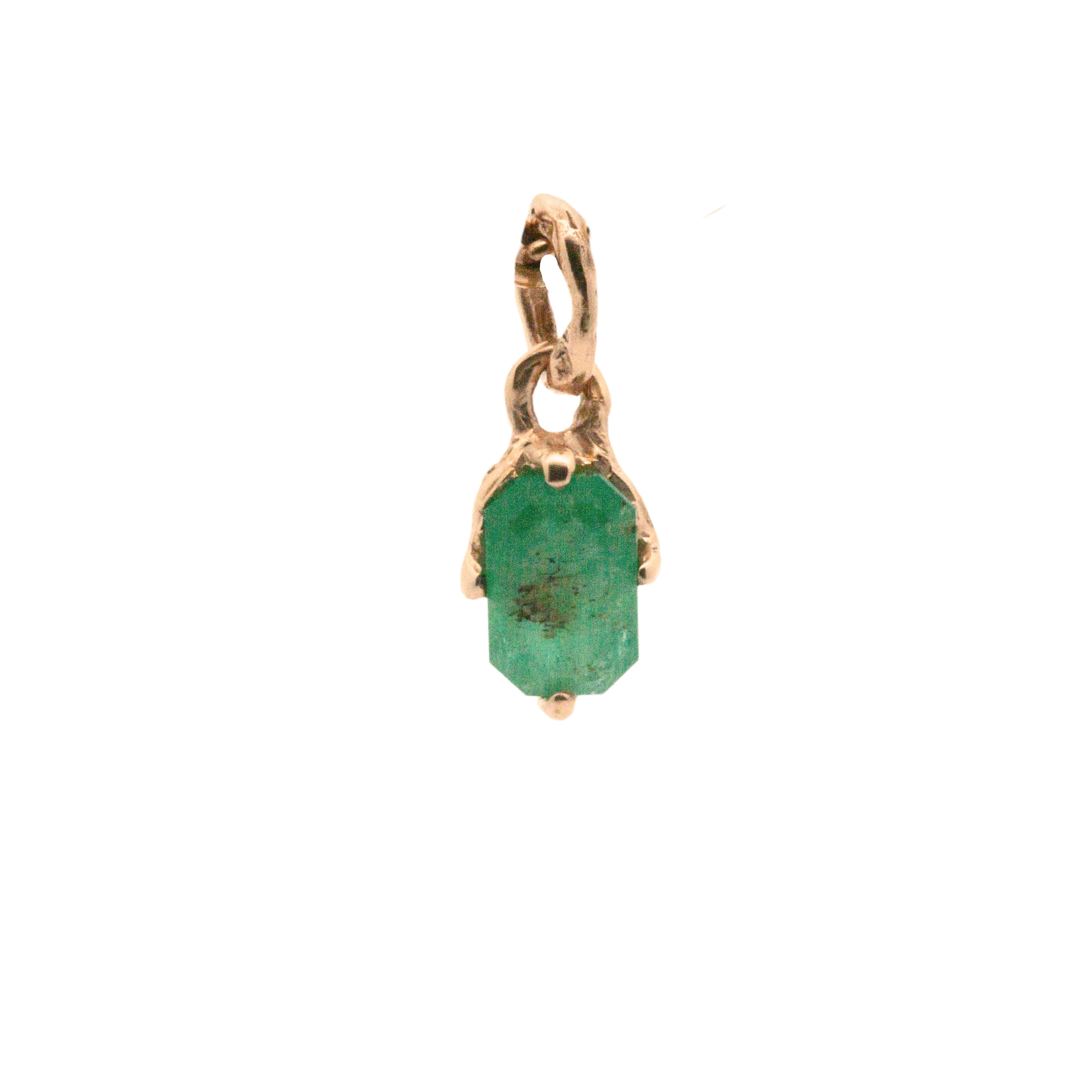 OOAK No. 68 PEEKABOO Emerald Charm in 14K Yellow Fairmined Gold

