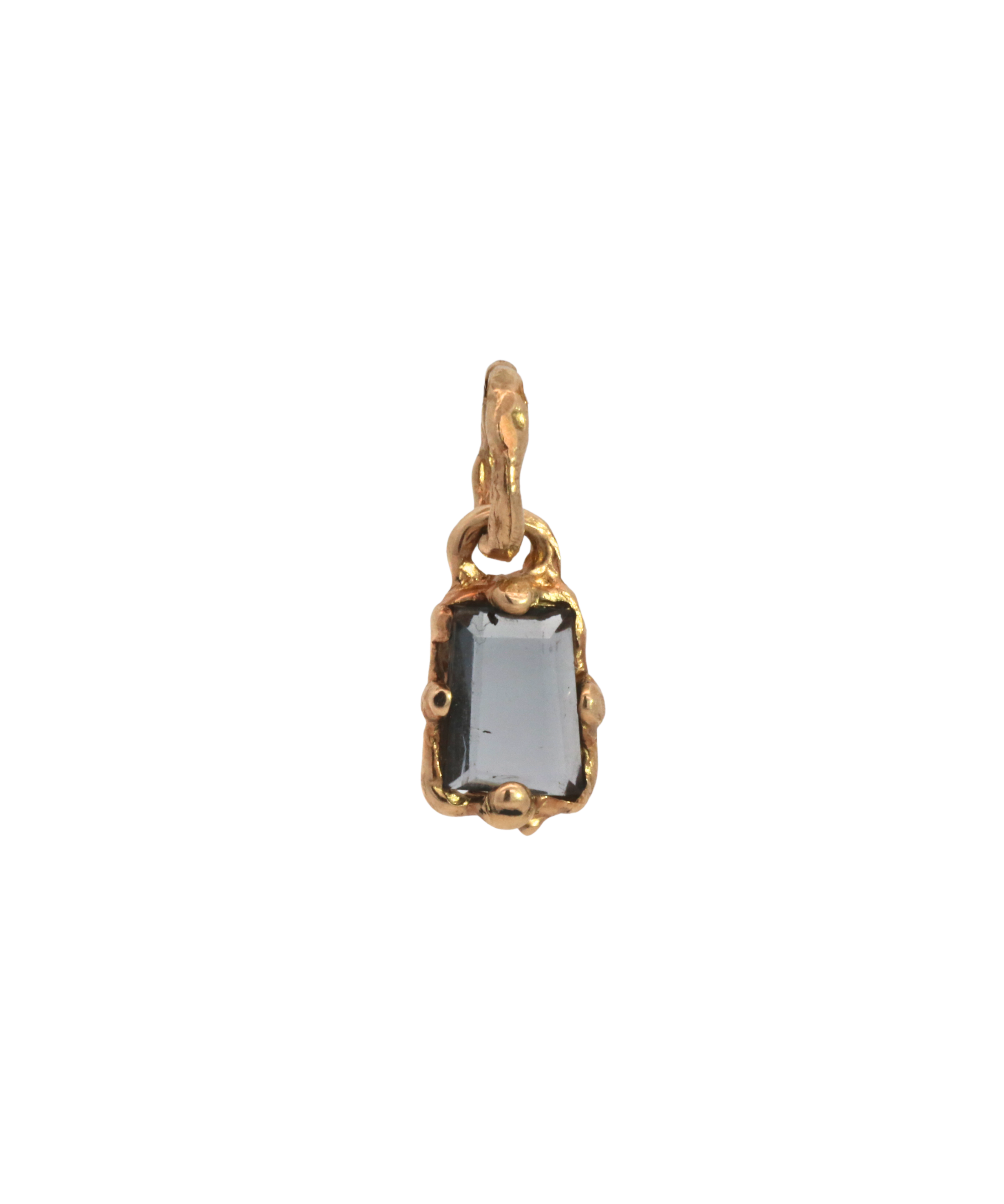 OOAK PORTRAIT Charm in 14K Fairmined gold with spinel, hand-carved