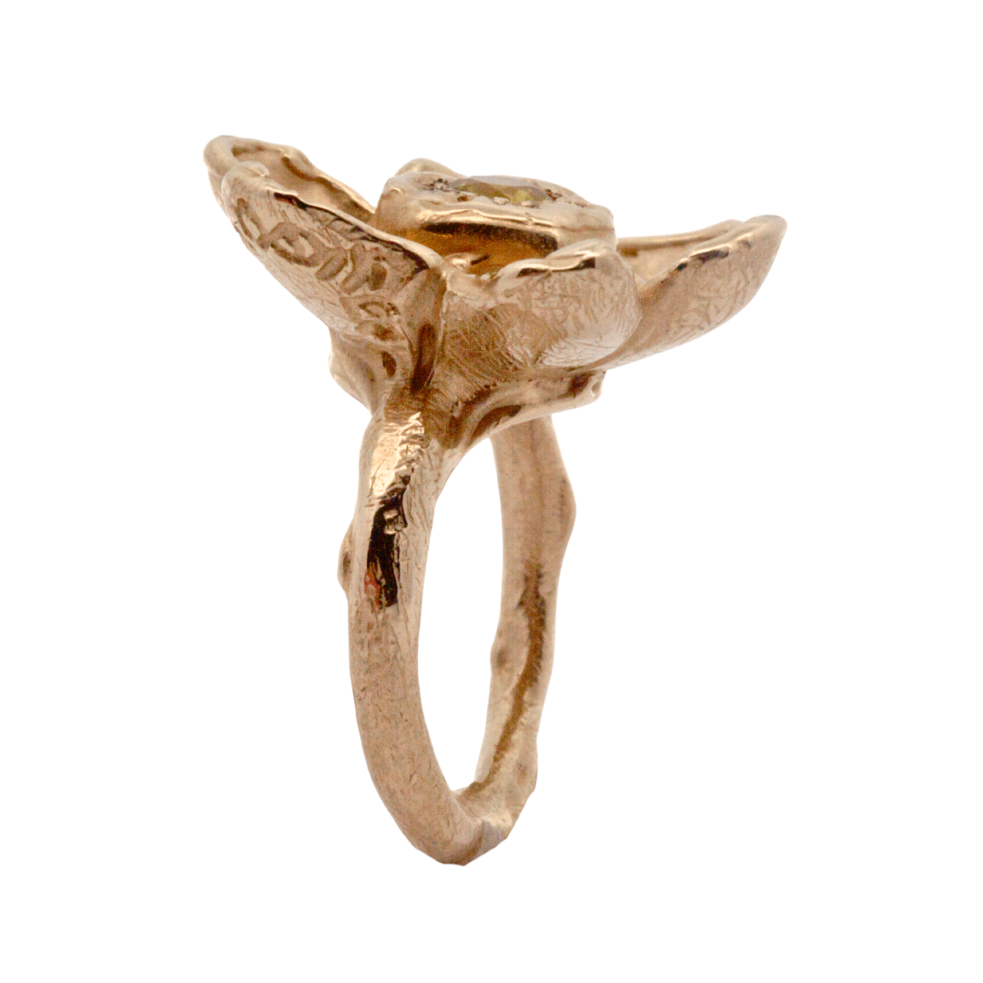 RORA Giant Flower Signet Ring in 14K Yellow Fairmined Gold