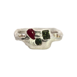 SEB Ring No.012607 - Sterling Silver + Ruby, Sapphires
