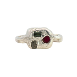 SEB Pinky Ring No.012644 - Sterling Silver + Diamond, Ruby, Sapphire