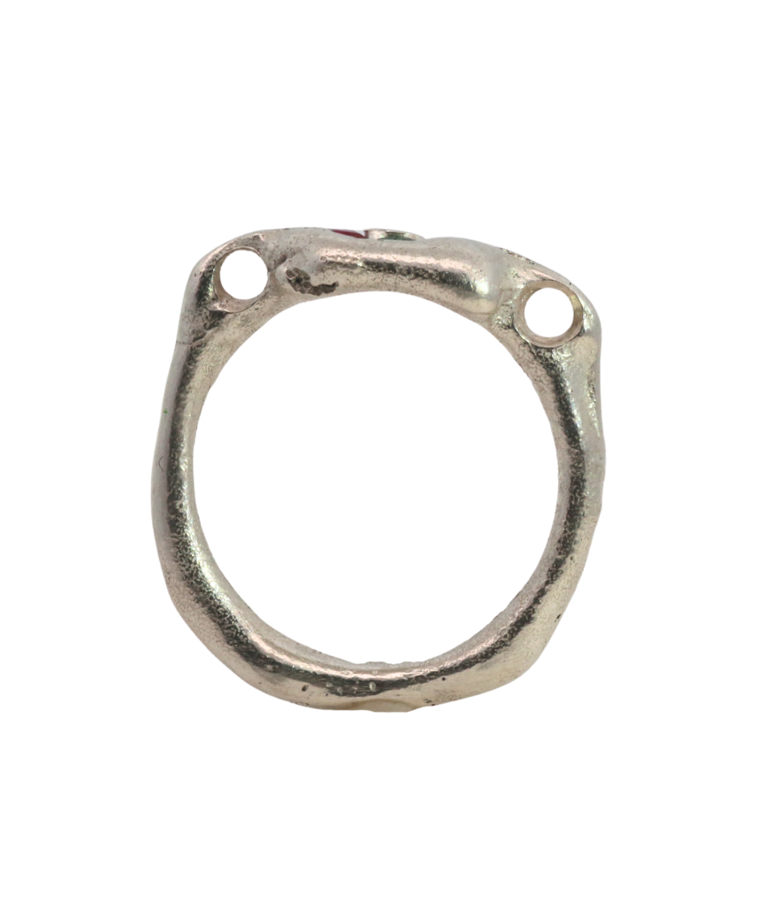 SEB Ring styled in a stack, recycled sterling silver with sapphires and ruby