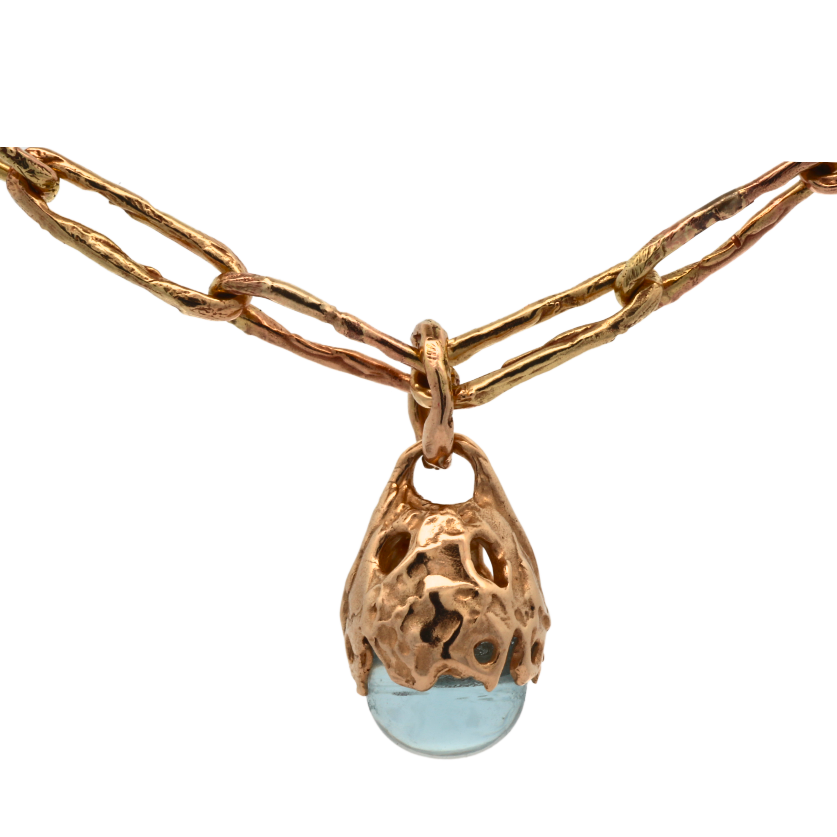 SPERO Pendant in 14K gold with pale blue-green aquamarine globe by Siri Hansdotter