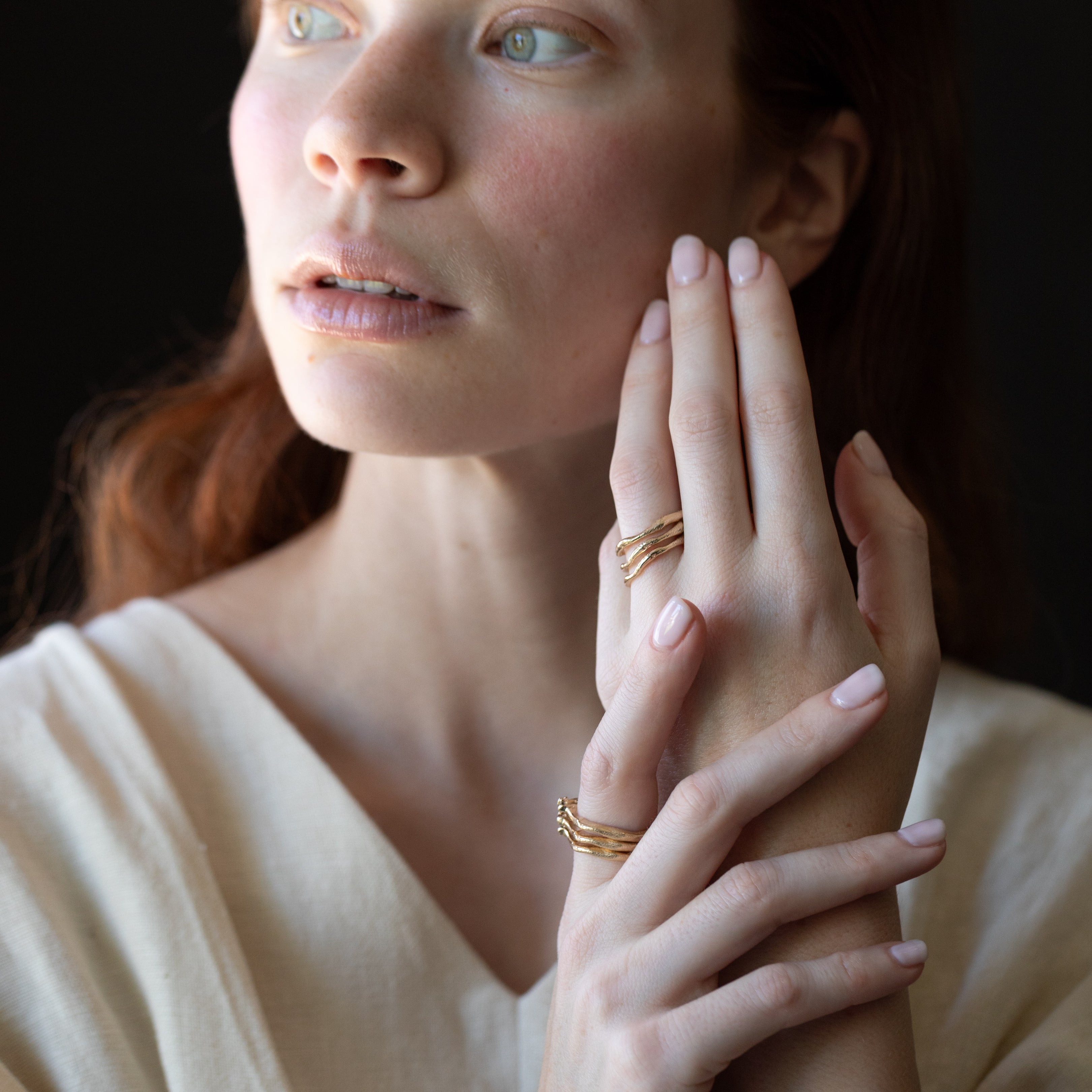 Side View of EINAR Stacking Ring Highlighting Organic Design