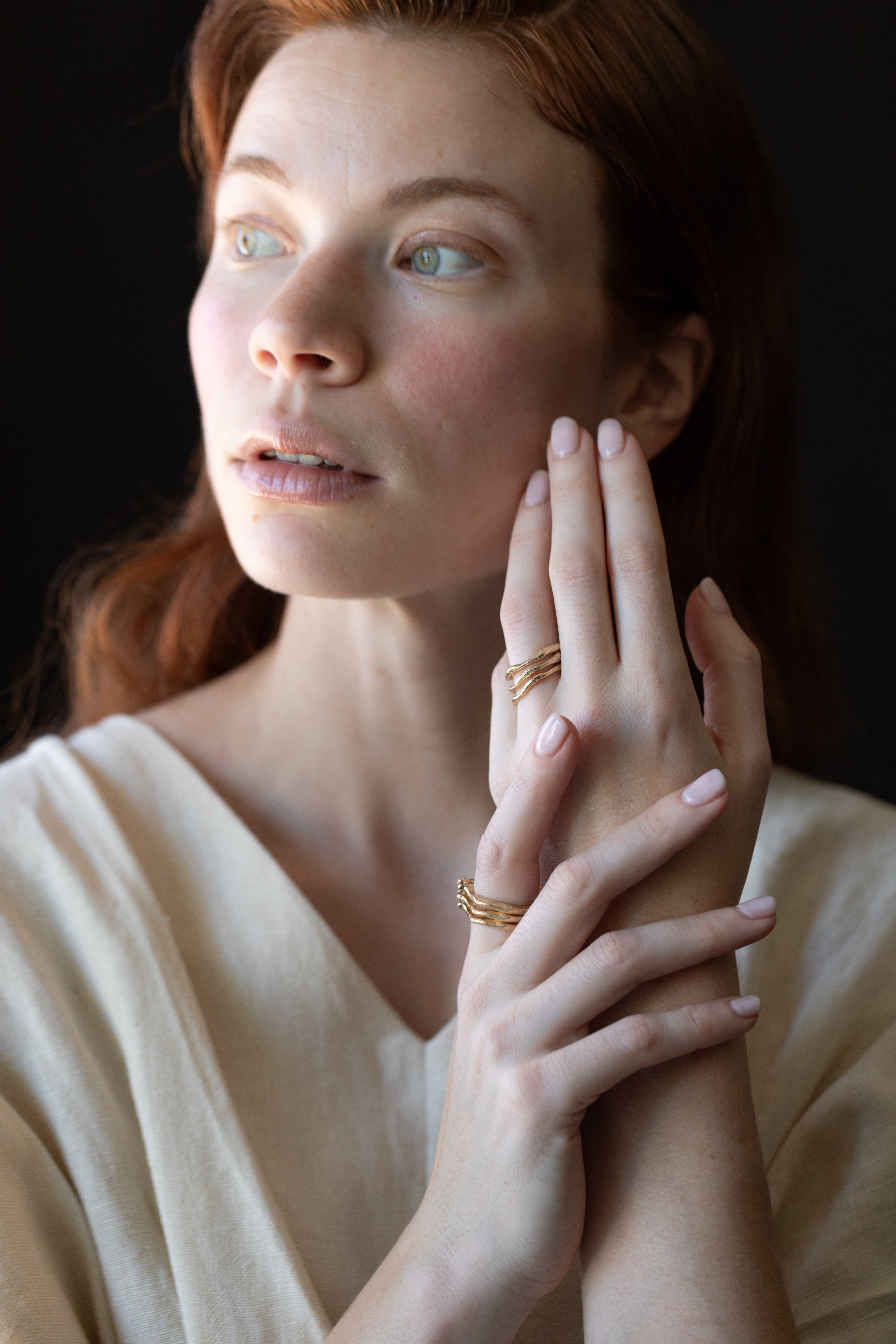 Side View of EINAR Stacking Ring Highlighting Organic Design