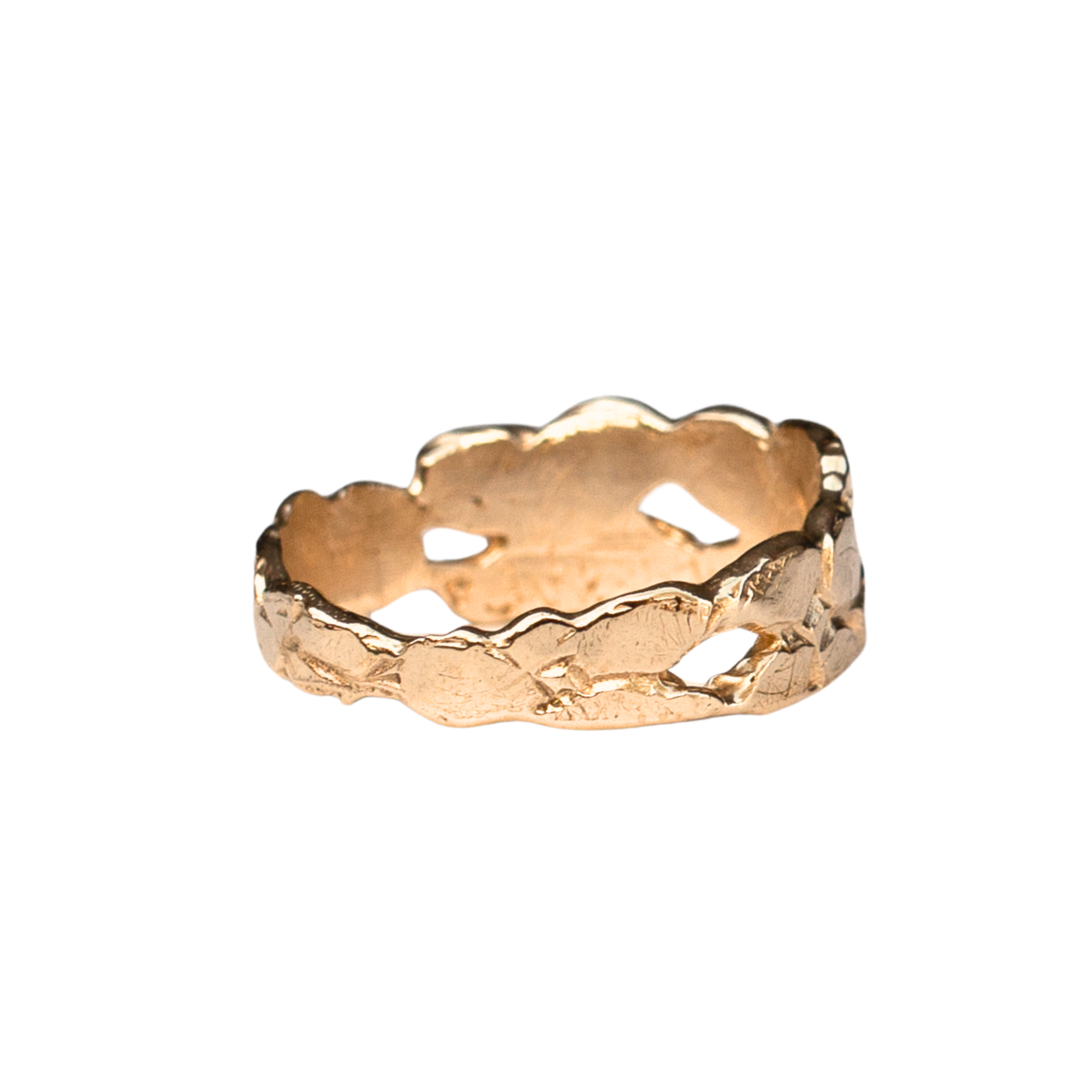 Side View of ERNA Wide Band Ring Highlighting Peek-a-Boo Cutouts