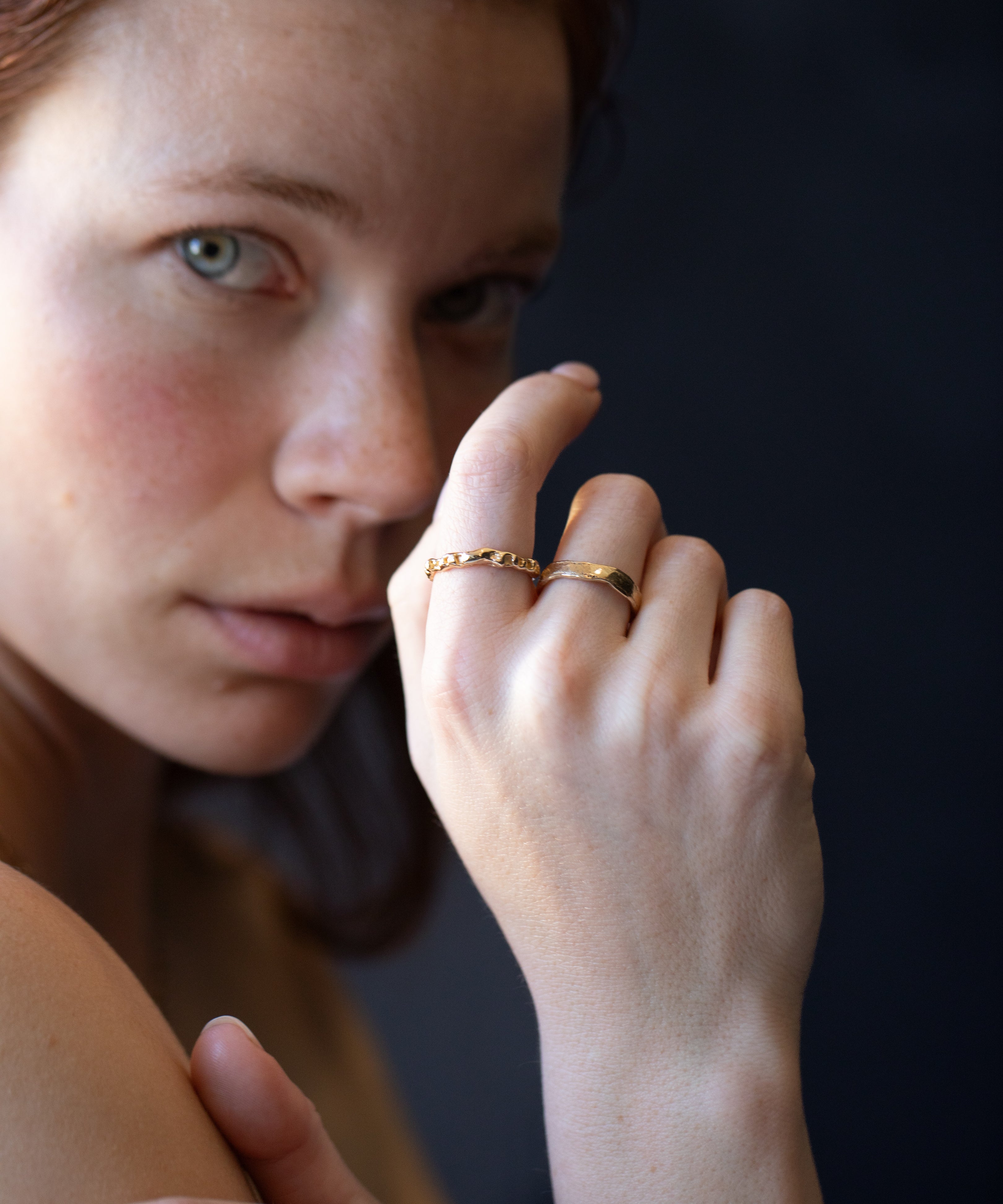 HALLE Ring texture close-up, lost wax cast finish